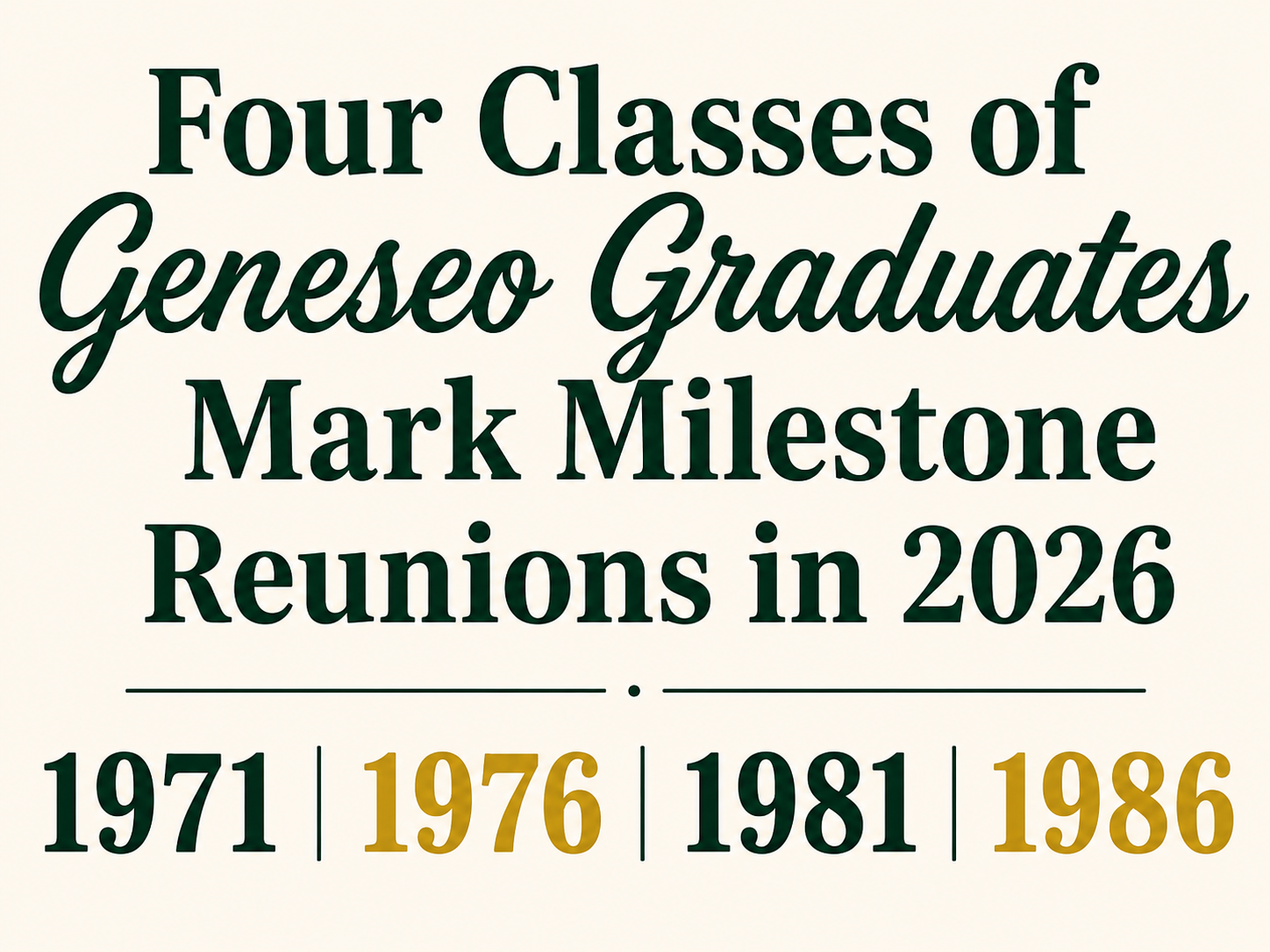 Four Classes of Geneseo Graduates Mark Milestone Reunions in 2026