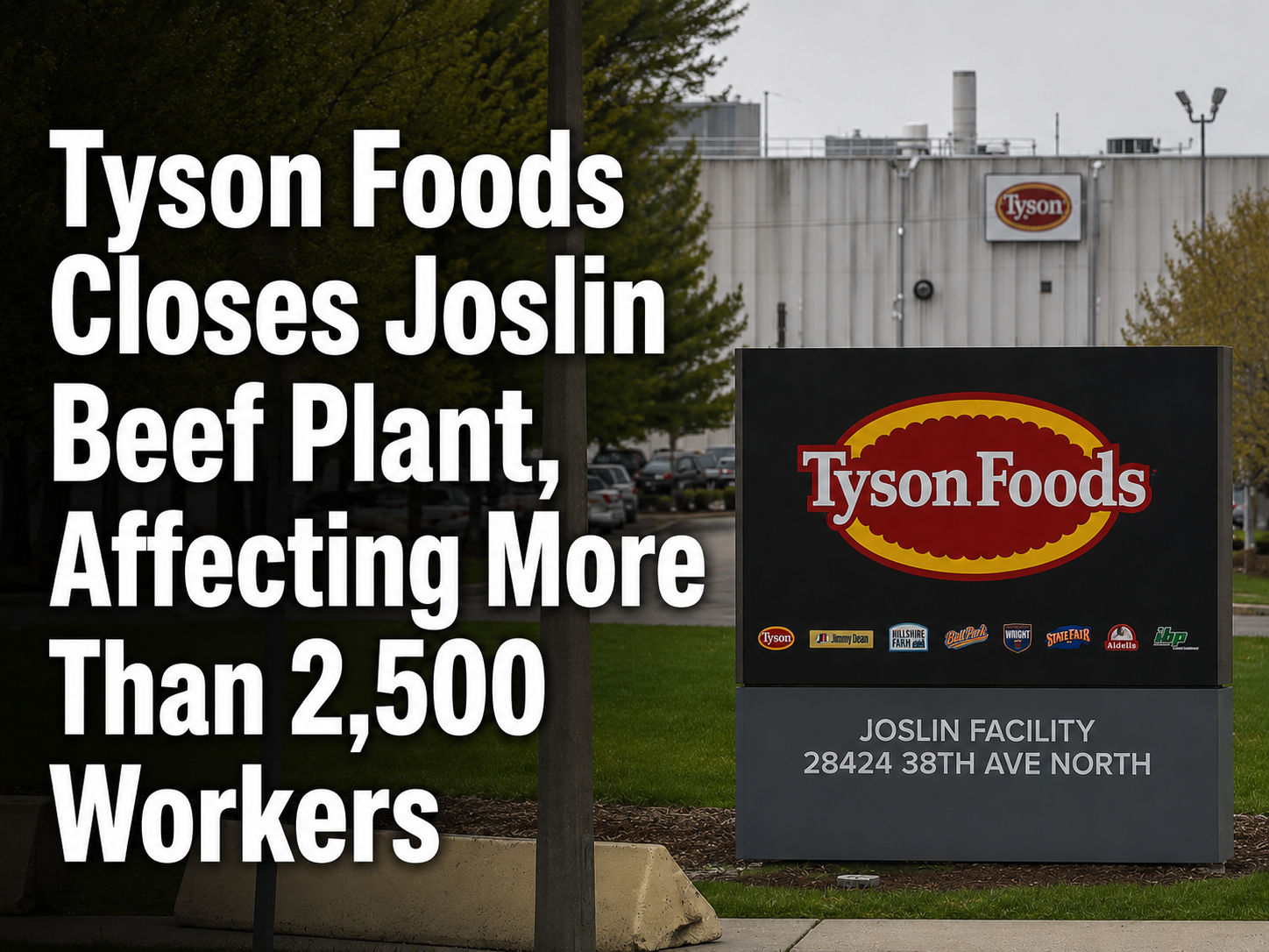 Tyson Foods Closes Joslin Beef Plant, Eliminating Thousands of Jobs and Sending Economic Shock Through Region