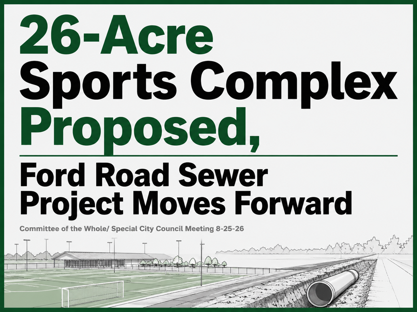 26-Acre Sports Complex Proposed, Ford Road Sewer Project Moves Forward