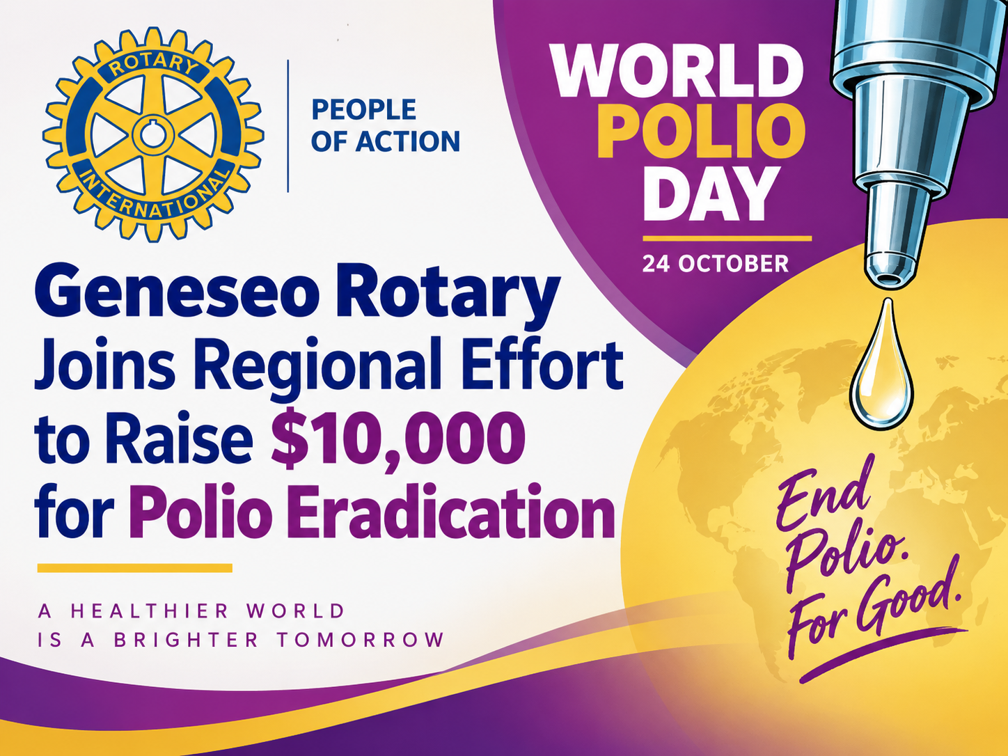 Geneseo Rotary Joins Regional Effort to Raise $10,000 for Polio Eradication