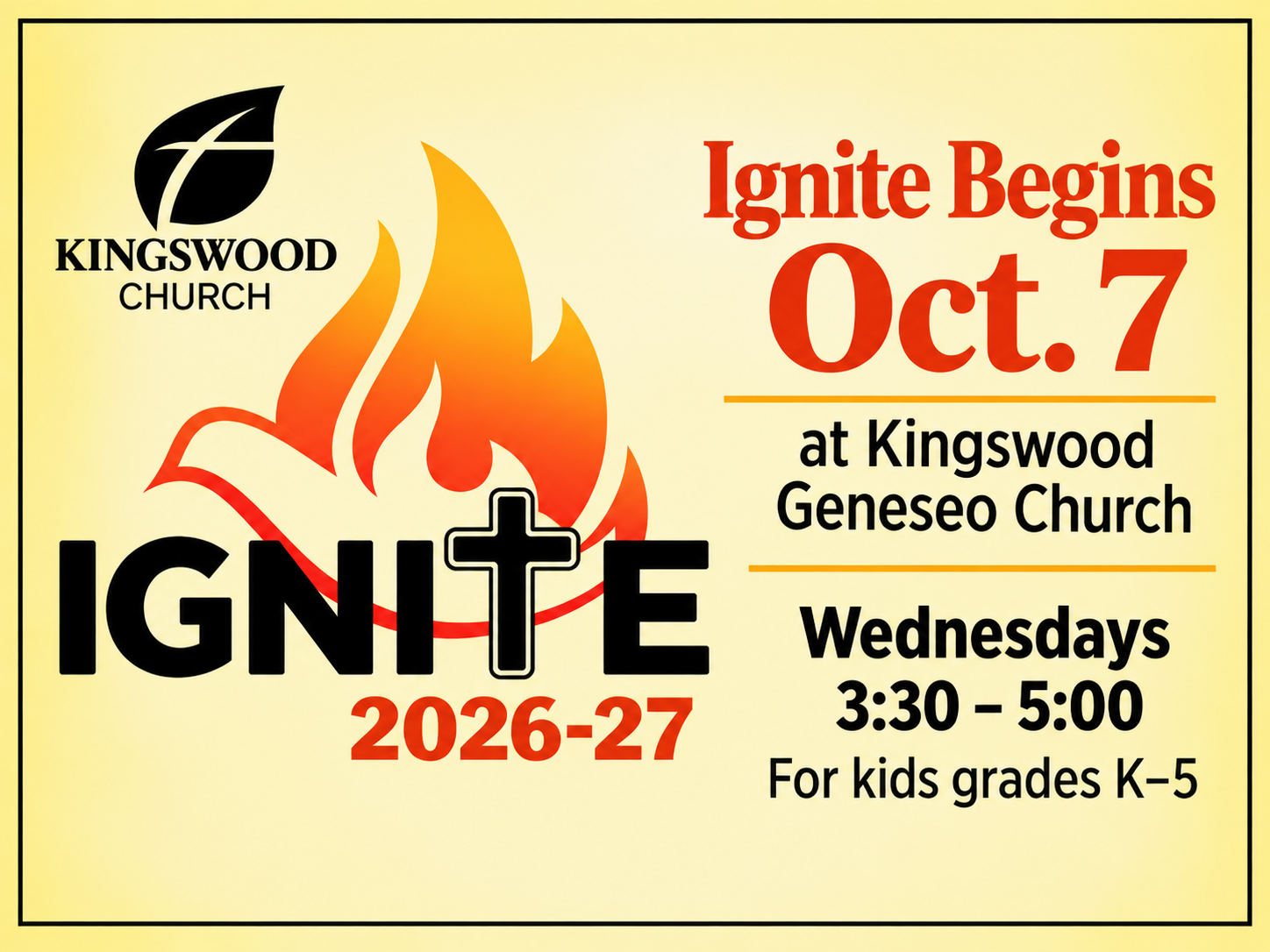 Ignite Begins Oct. 7 at Kingswood Geneseo Church