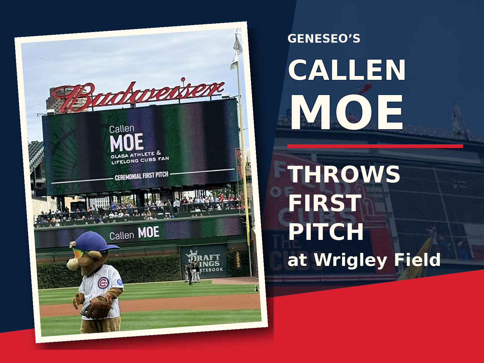 Geneseo’s Callen Moe Throws First Pitch at Wrigley Field