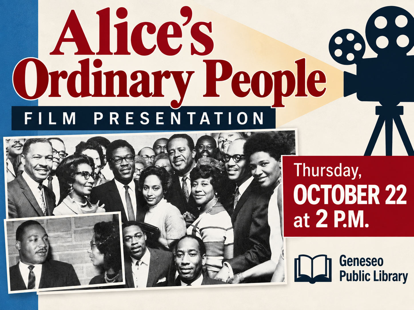 "Alice's Ordinary People" Film Presentation Oct. 22 at Geneseo Library