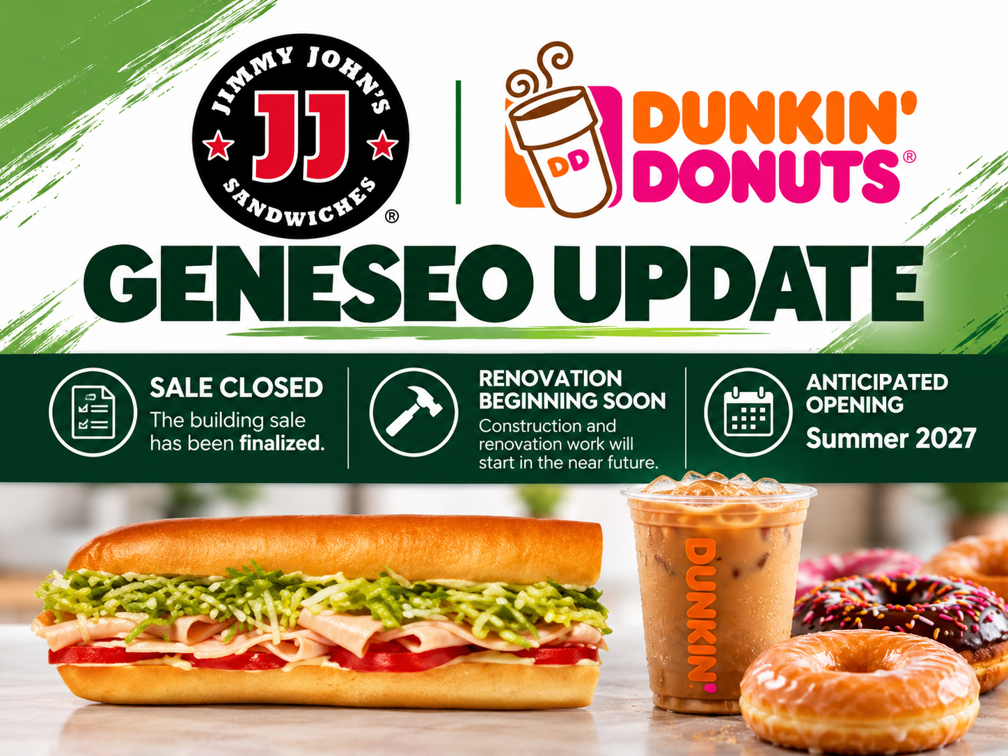 Sale Finalized for New Jimmy John’s and Dunkin’ Location in Geneseo