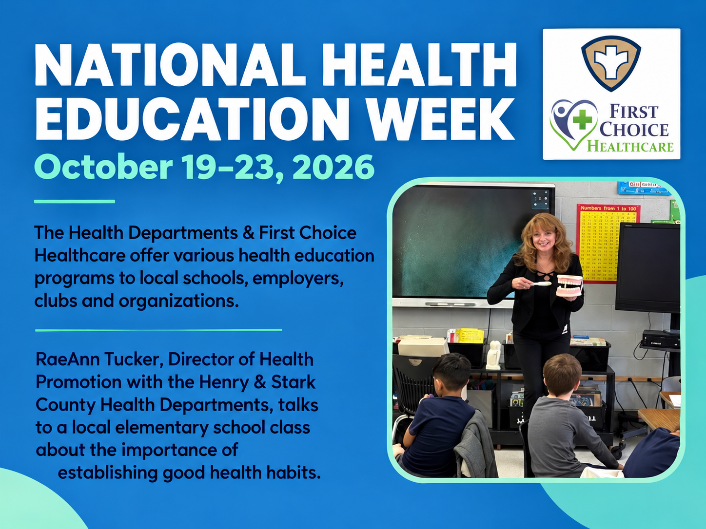 Henry &amp; Stark County Health Departments &amp; First Choice Healthcare Note National Health Education Week, October 19-23, 2026