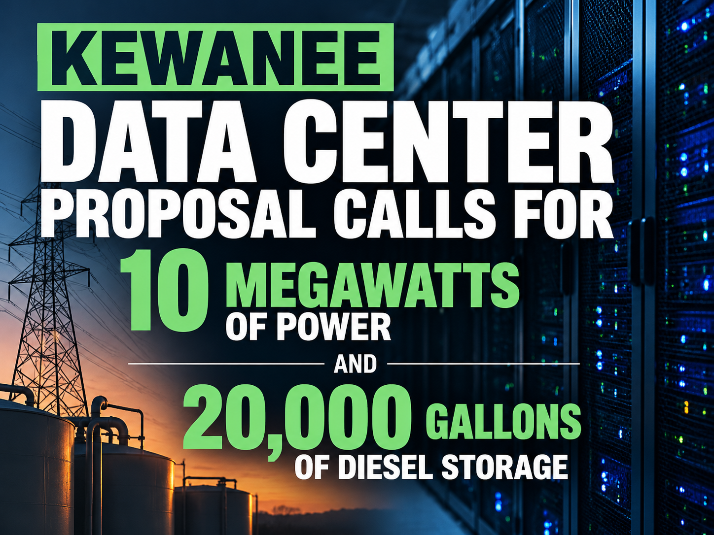 Kewanee Data Center Proposal Calls for 10 Megawatts of Power, 20,000 Gallons of Diesel Storage