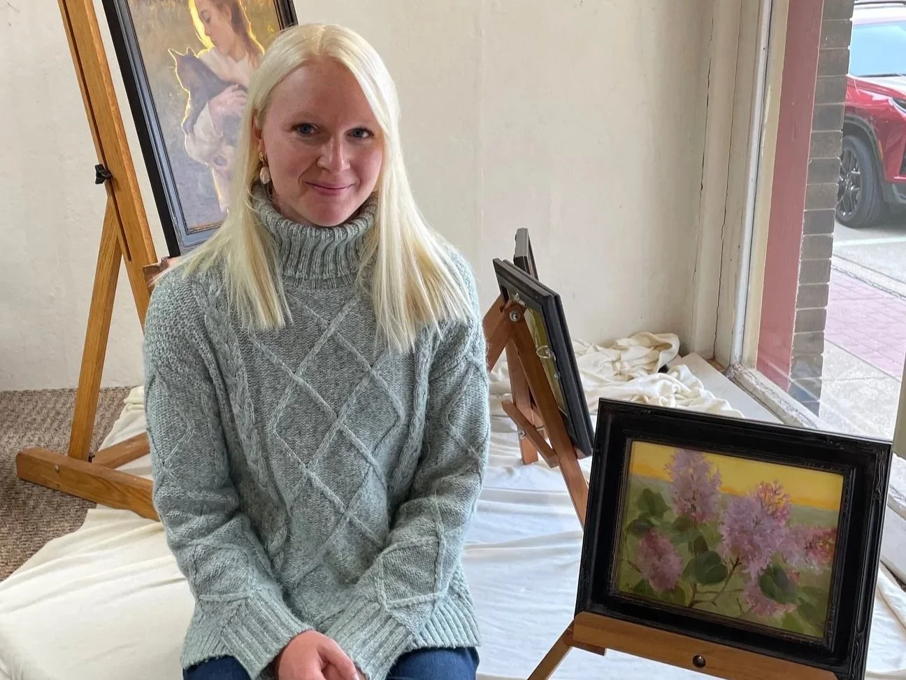 Marinn Cisna Displays Art Work in RutabagA Window