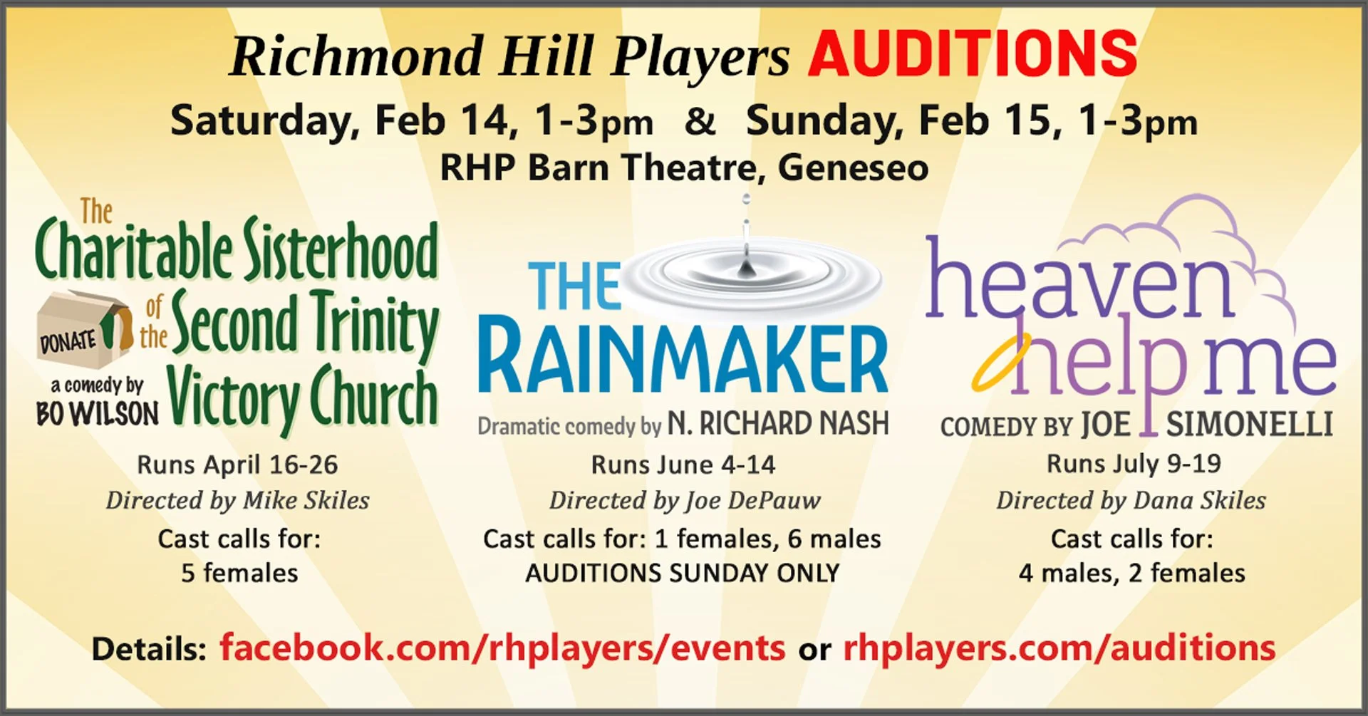 Richmond Hill Players Schedule Auditions for First 3 Shows of 2026 Season