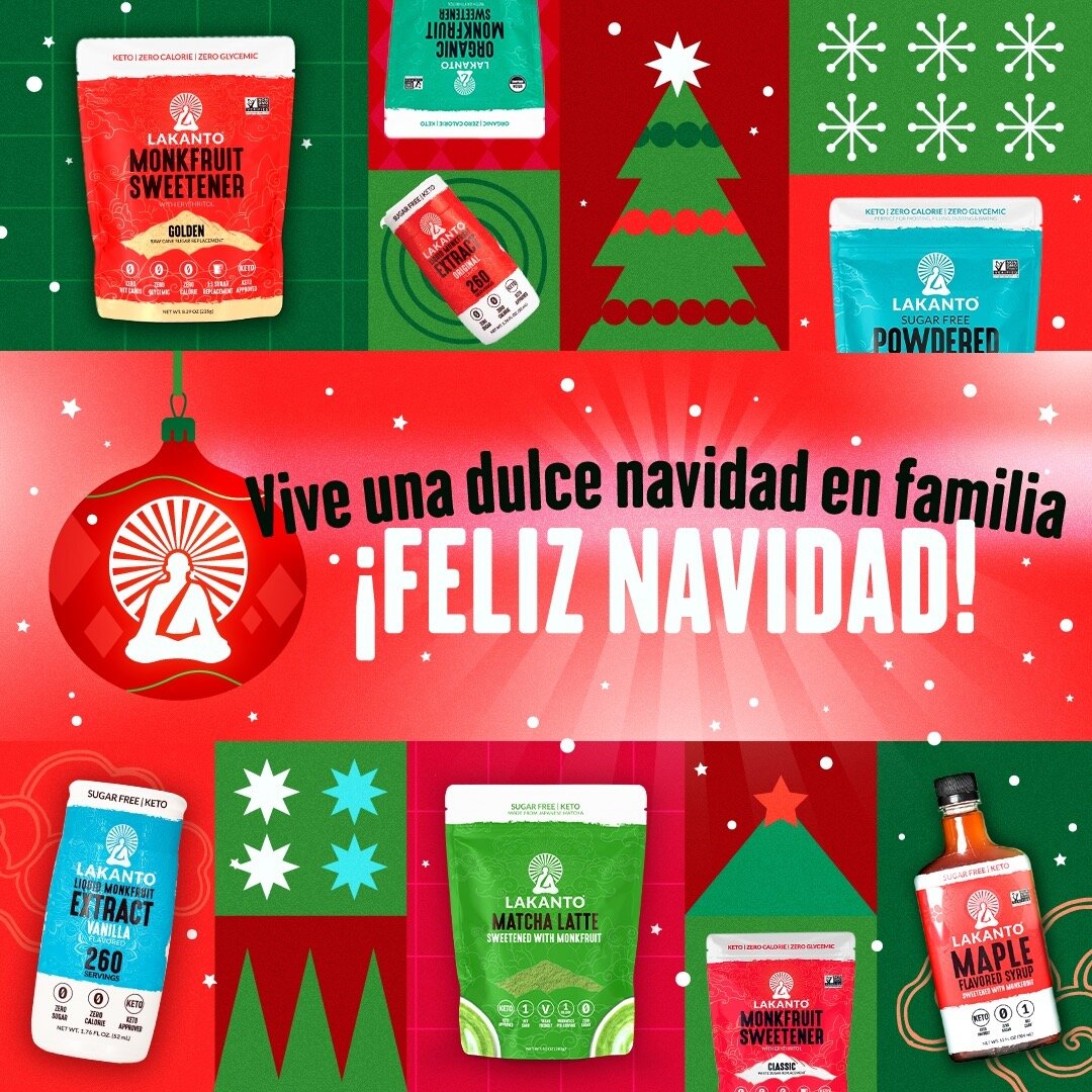 🎄 &iexcl;Feliz Navidad! 🌟✨ En esta temporada llena de dulzura, el equipo de Lakanto te desea una Navidad llena de alegr&iacute;a y momentos especiales. 🎅🍬 Que la paz y la felicidad reinen en tu hogar, y que cada momento est&eacute; endulzado con 