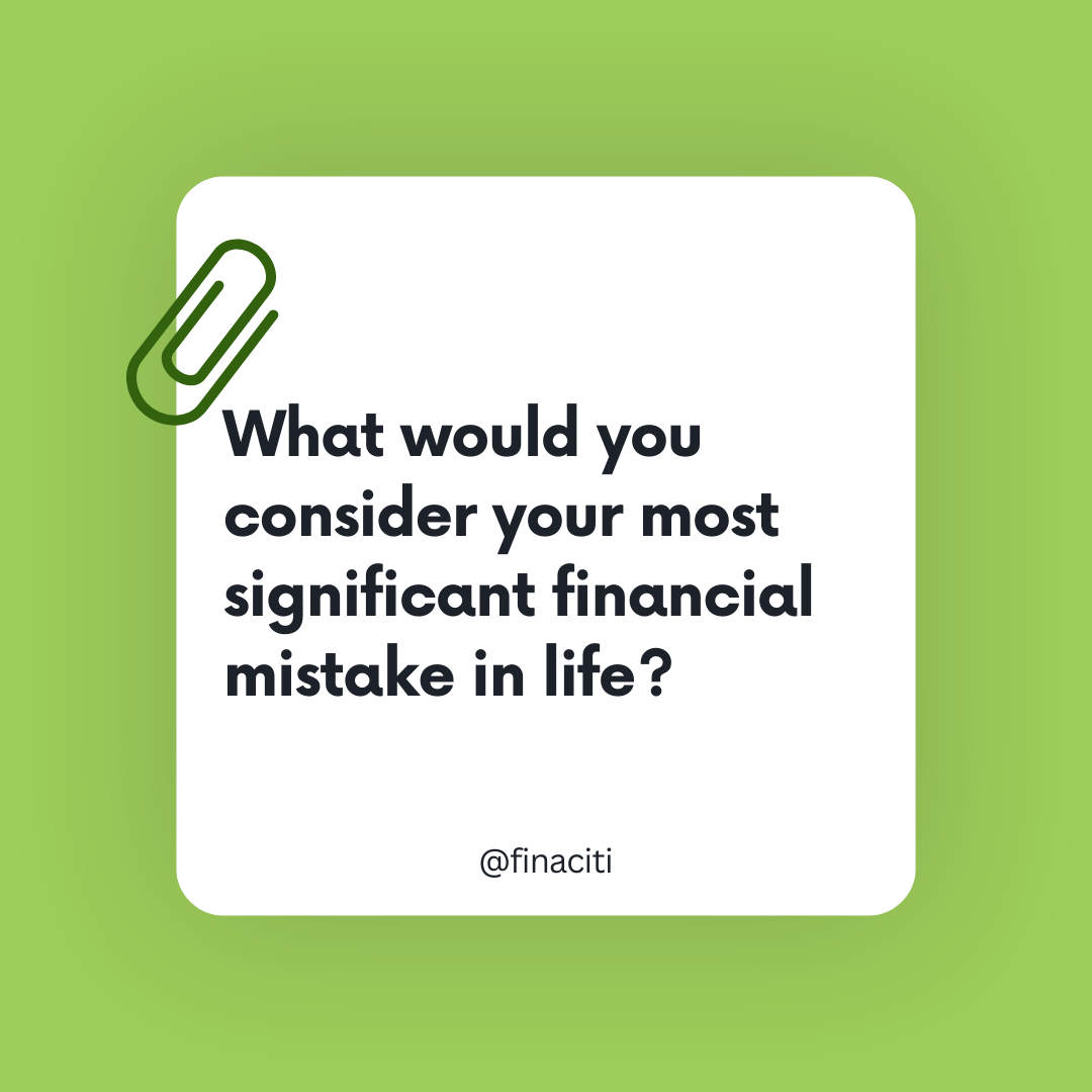 We all have moments we wish we could change, especially when it comes to our finances.
Reflecting on your journey, what would you consider your most significant financial mistake?
Share your stories below and let's empower each other with valuab