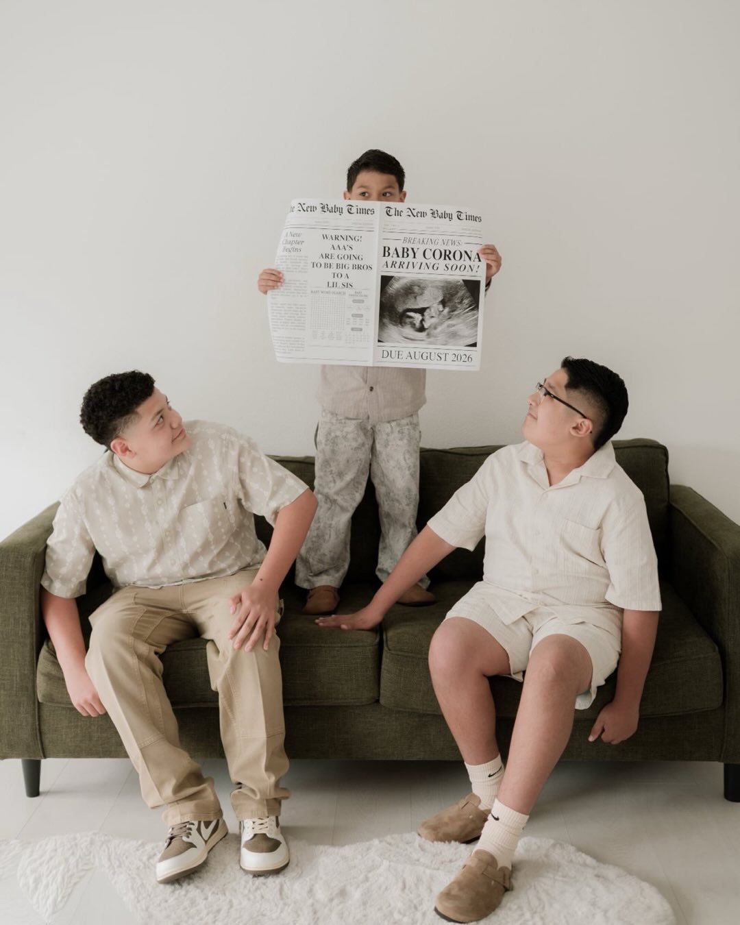 &ldquo;Baby Corona coming soon 💕🎀

After three boys&hellip; 🔈 Houston! We have a girl. 

Mom surprised the boys with a newspaper announcement, and they had no idea what they were reading until they turned around. 

Scroll to see the shocked faces,