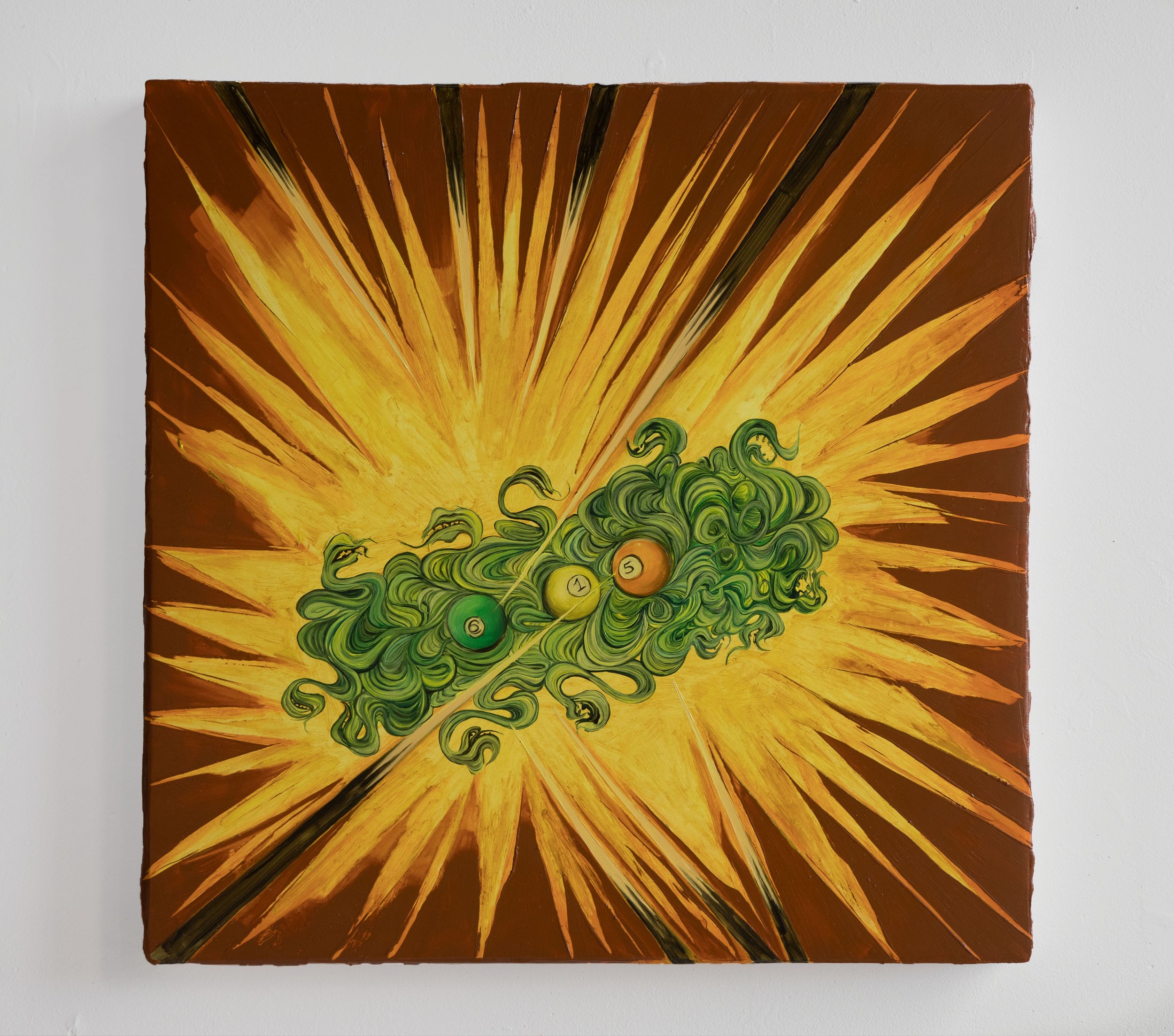 No Alarm Clock Like Fear. 24x24”. Oil on panel.
