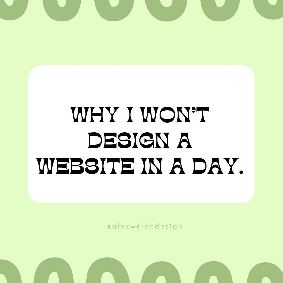 🚫Why I won&rsquo;t design a website in a day:

In my design practice, I prioritize a personalized journey over a rushed process. I work with clients who are at the beginning or entering a new phase of their business, offering a comprehensive four-we