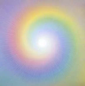 Colorful spiral pattern resembling a rainbow with a bright center.