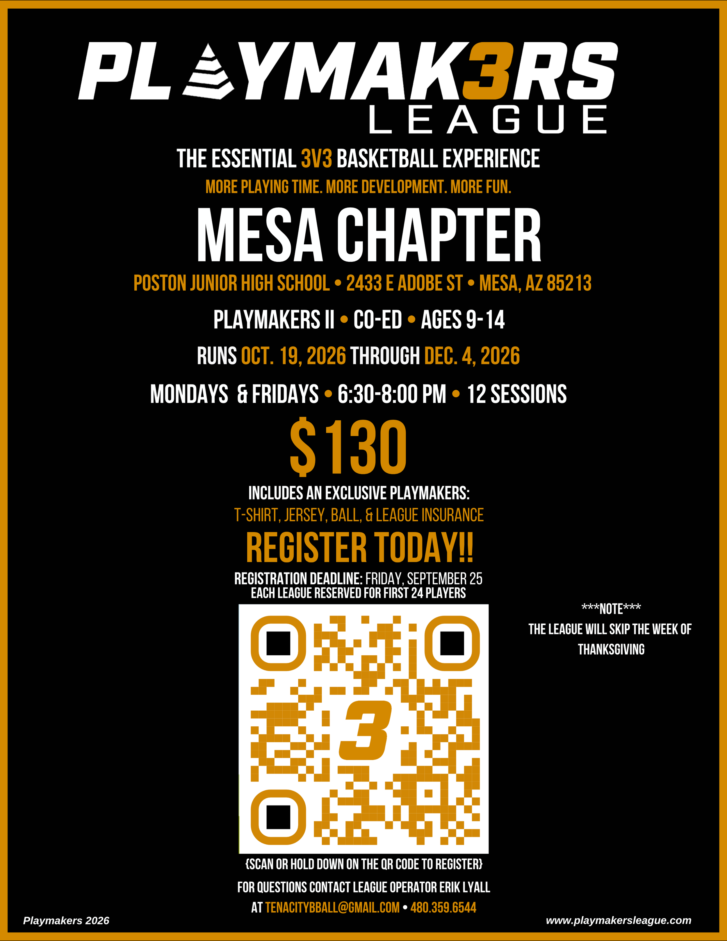 Playmakers League Registration - Mesa, AZ - Oct. 2026