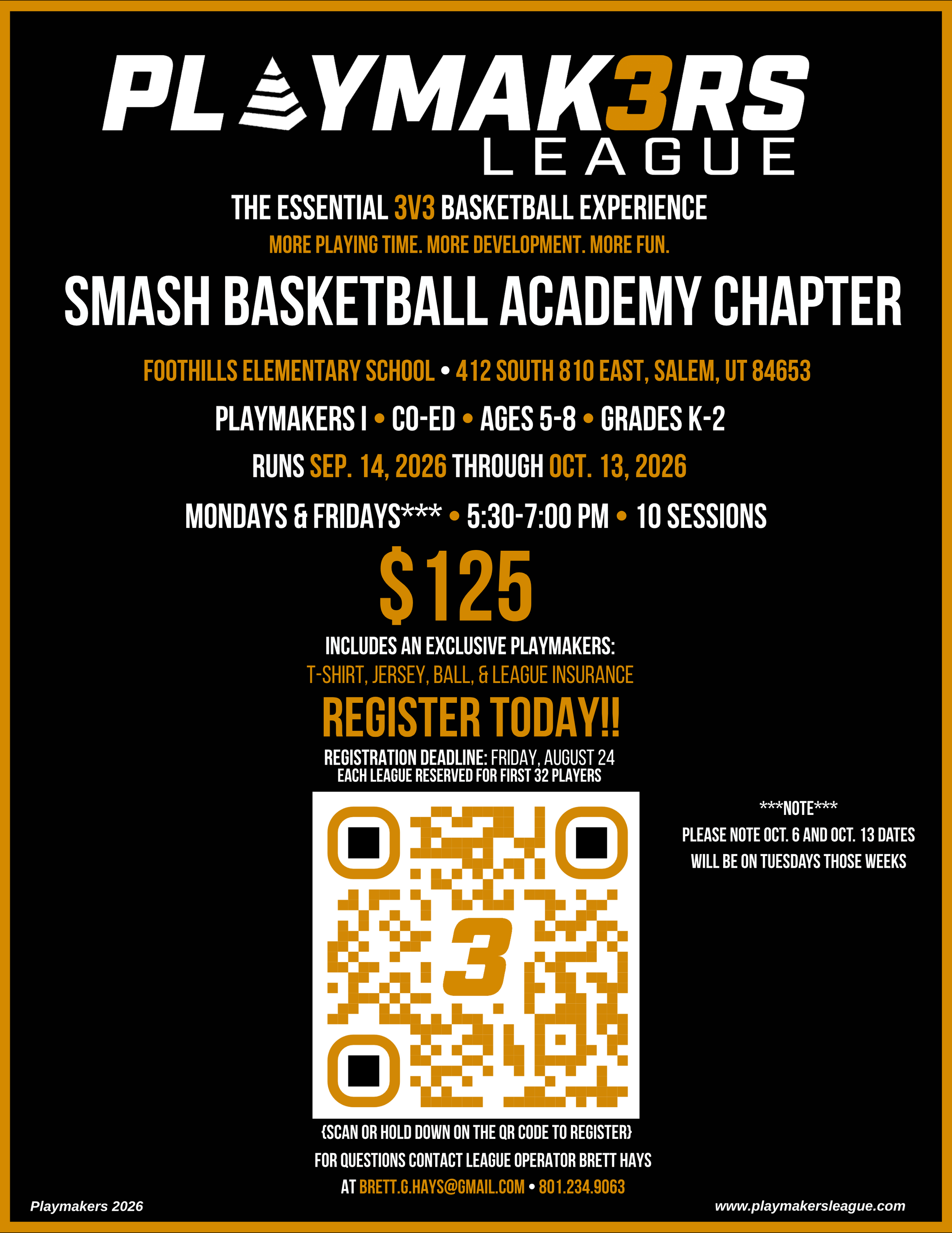 Playmakers League Registration - Salem, Utah - Sep. 2026 - PM1