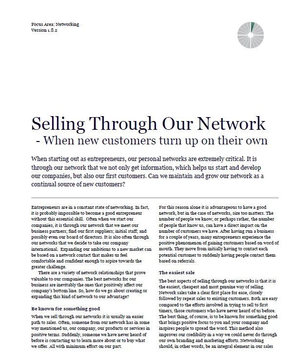 Selling Through Our Network Document Screenshot