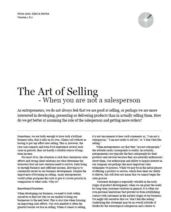 Art of Selling Document Screenshot