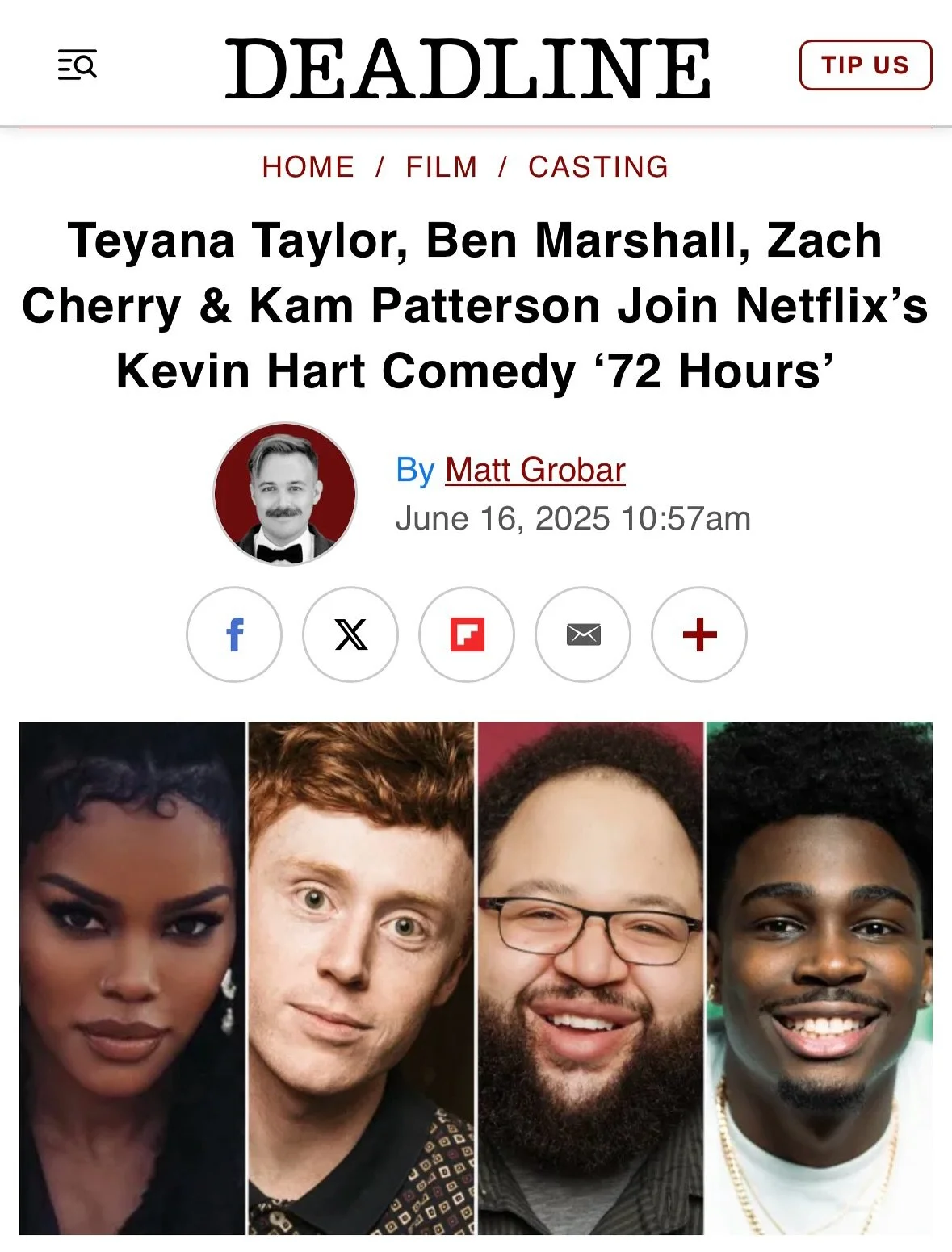 Excited to be dancing in the upcoming comedy &ldquo;72 Hours&rdquo;, starring Kevin Hart &amp; Teyana Taylor. Coming soon to Netflix. 

@netflix #72Hours #movie