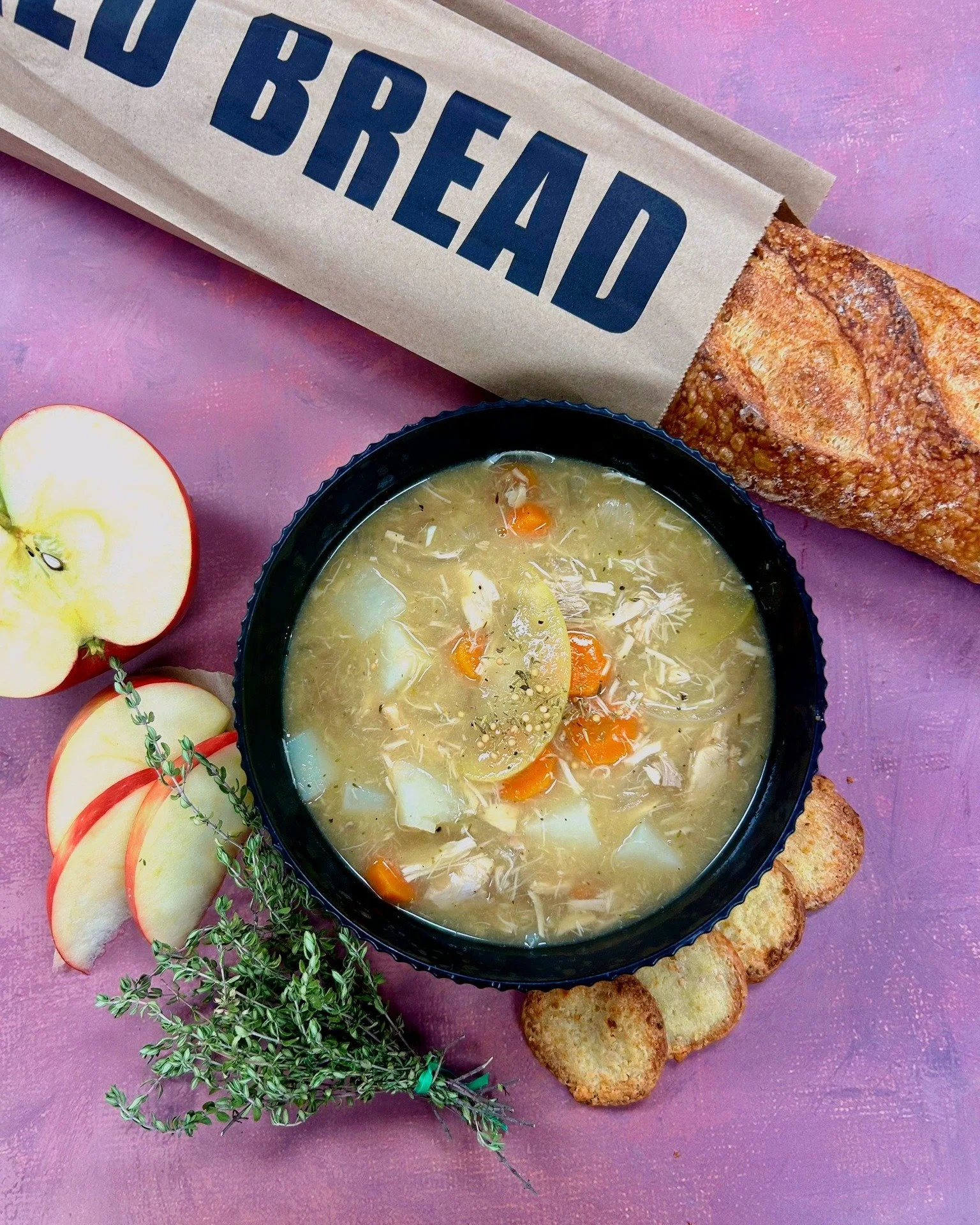 Are you looking for a rainy day remedy? Grab a bowl of Apple Onion and Chicken Stew! Tender rotisserie chicken, Honeycrisp apples, and caramelized onions meet acidic white wine, thyme, and a swirl of cream for that perfect savory-sweet balance. It&rs