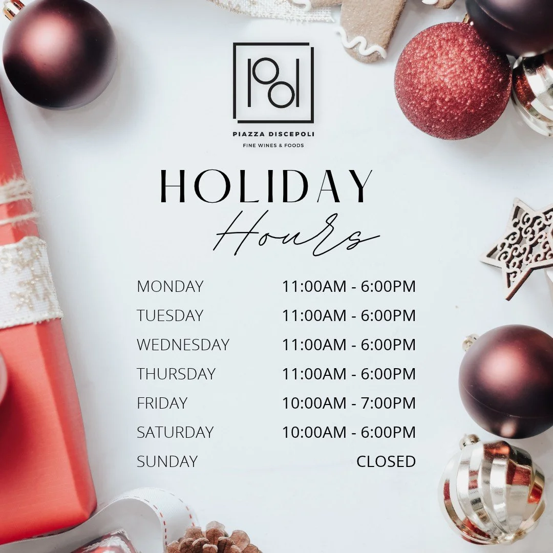 We are welcoming the holiday season by making it a little easier to fit us into your plans and giving you more time to shop, sip &amp; savor at Piazza Discepoli! Beginning November 16, we&rsquo;ll be opening our doors on Mondays and extending our hou