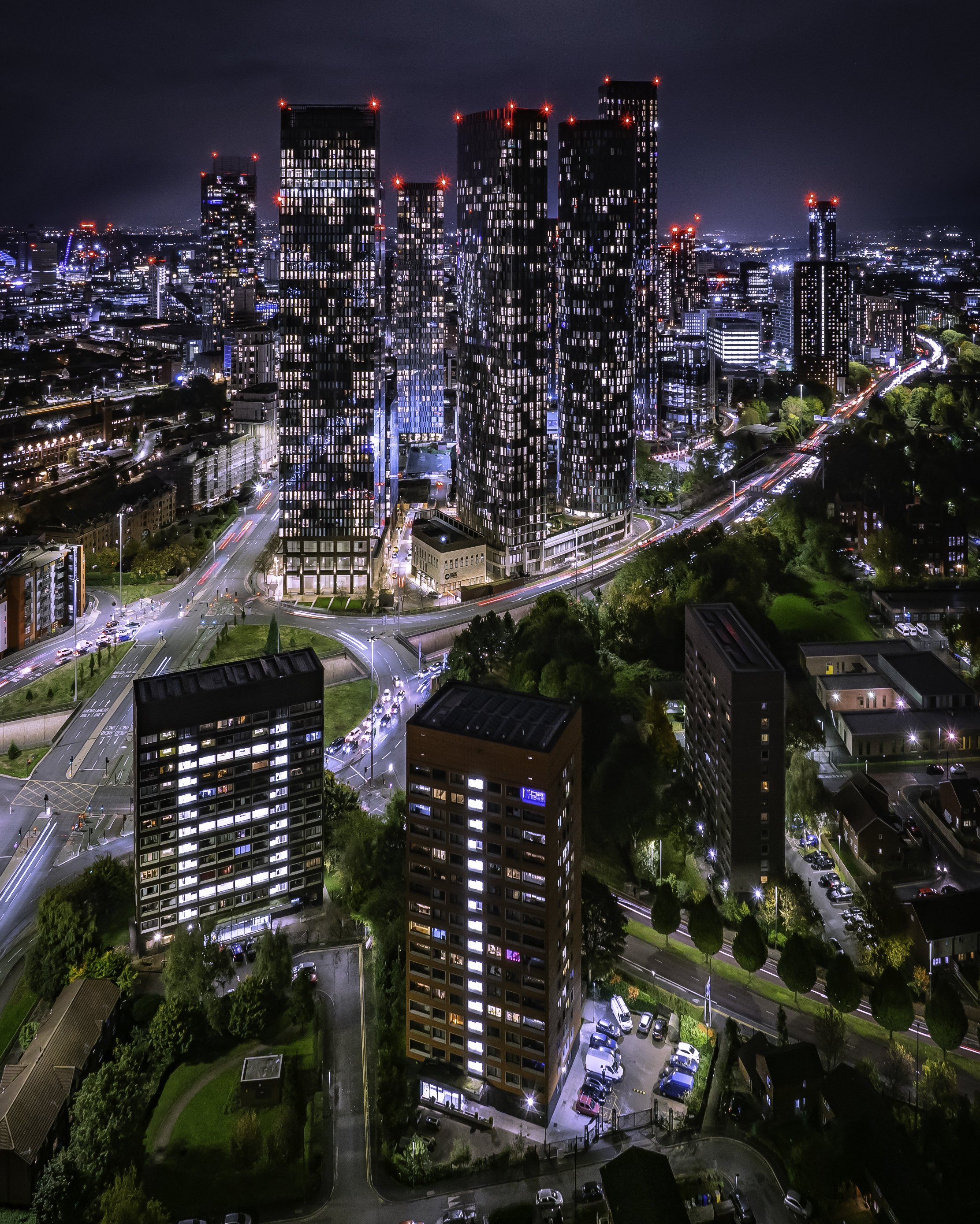 An aerial photograph of New Jackson and the surround area in Manchester.