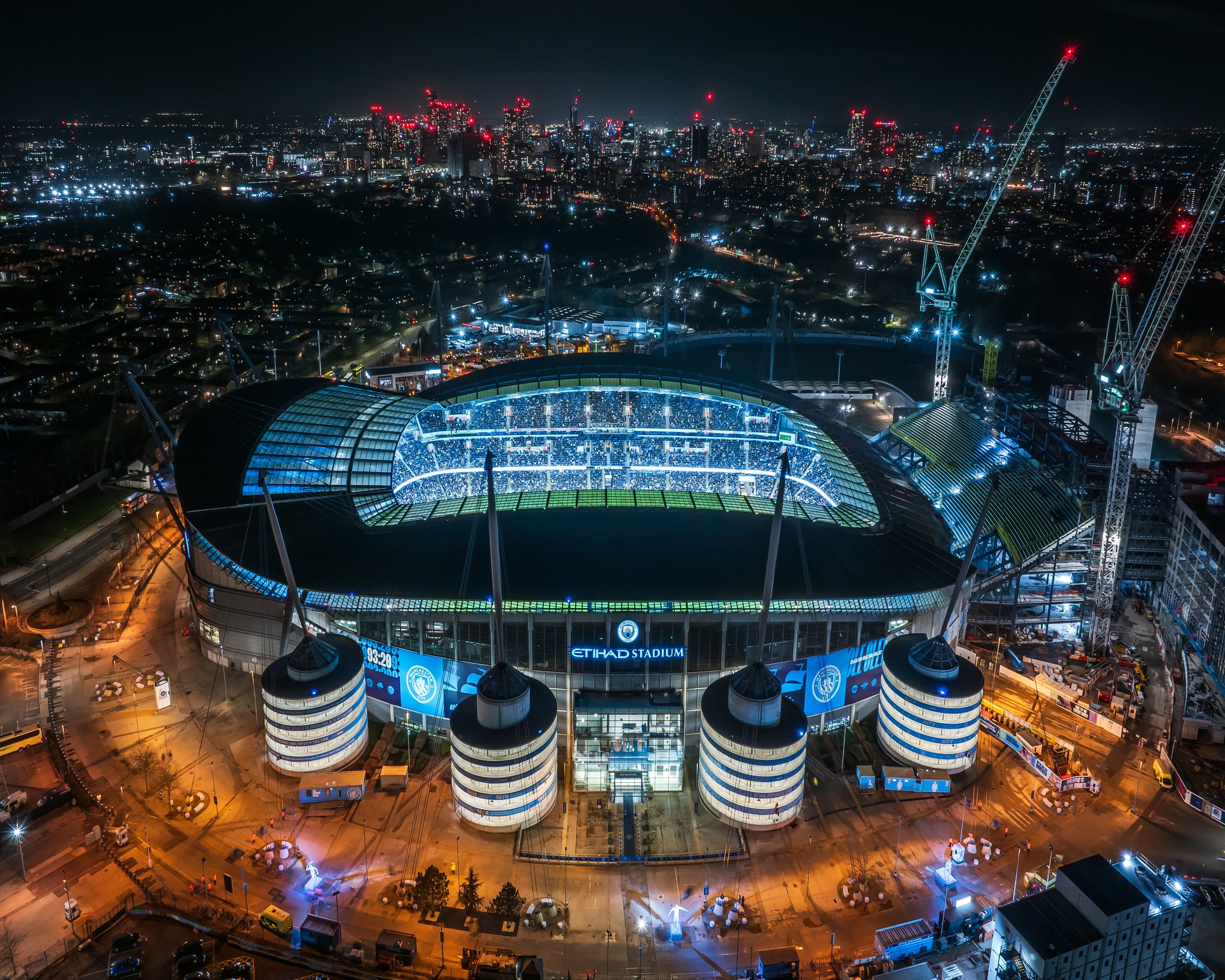 An aerial photo of Manchester City F.C. From Above.