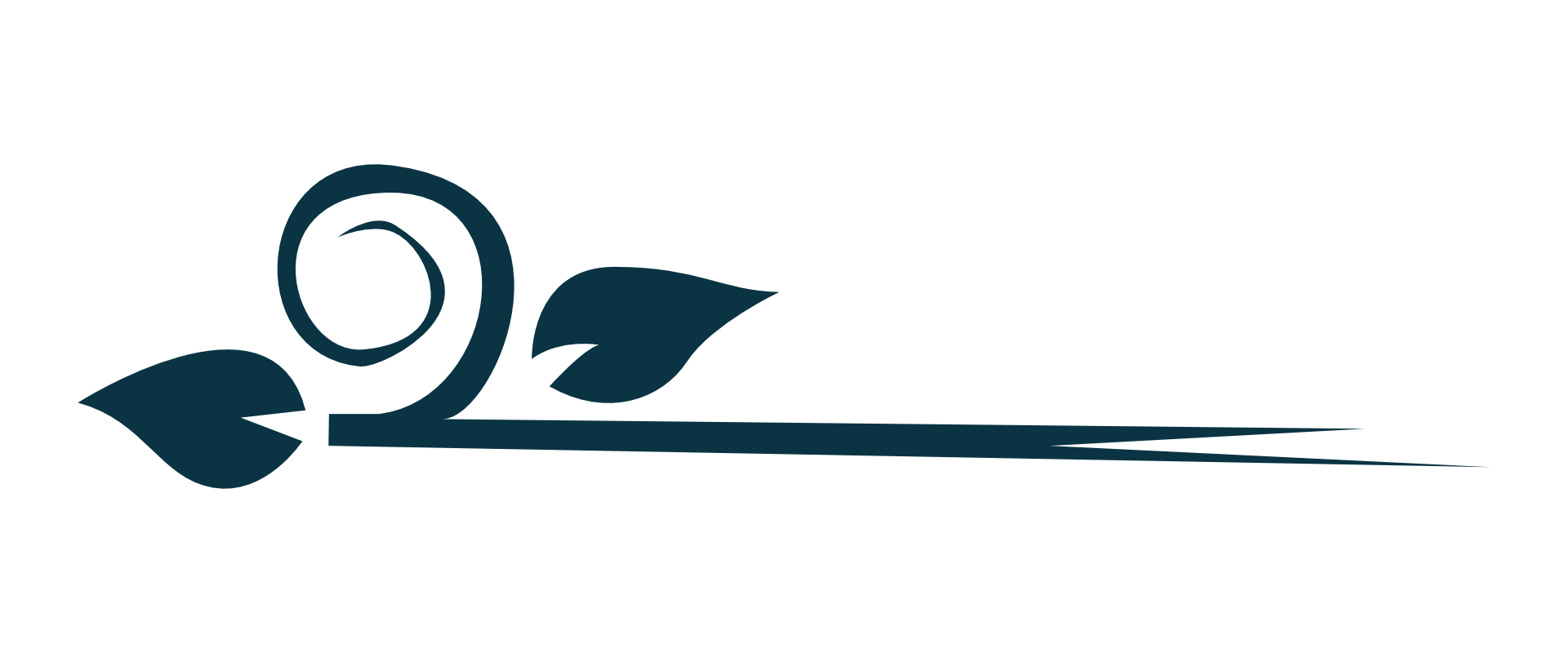 A stylized drawing of a rose with a spiral-shaped bloom, a handle-like stem, and two leaves.