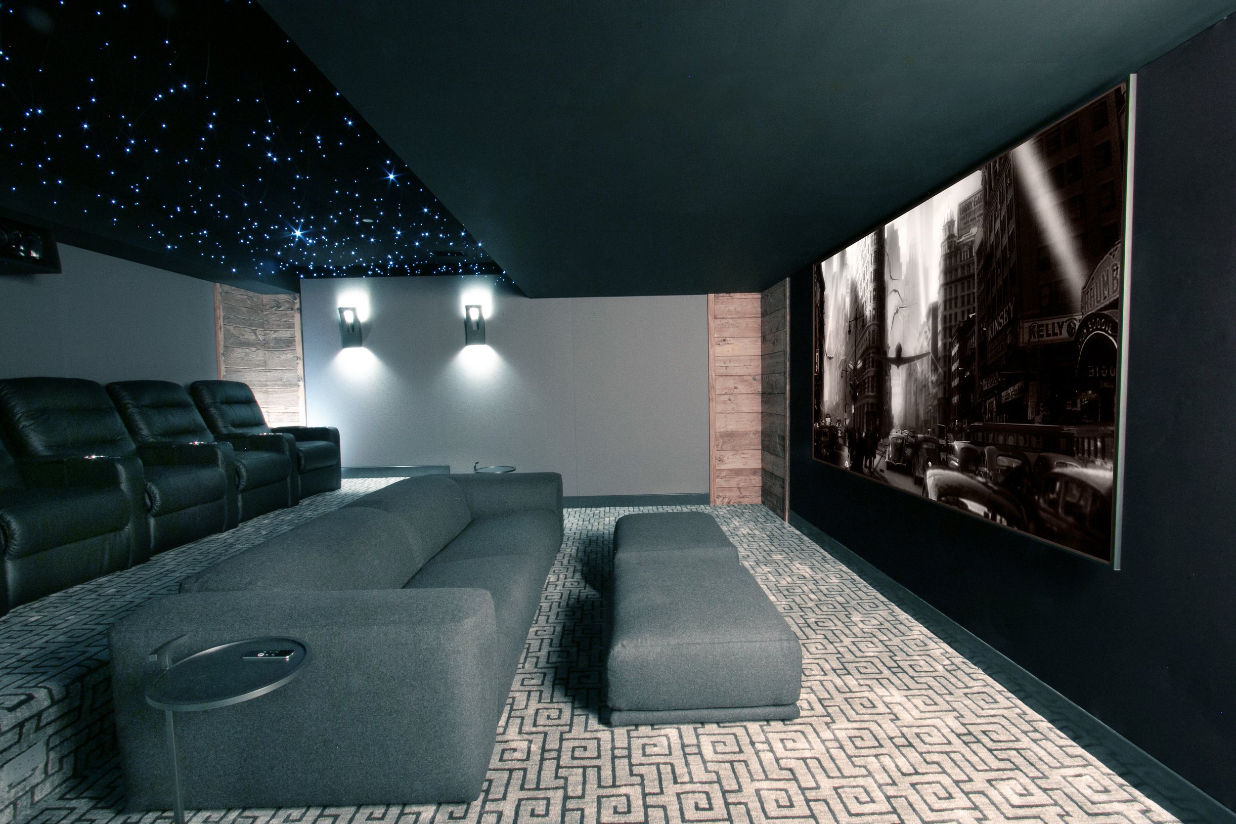 3D Starfield Ceiling & Fabric-Stretched Walls