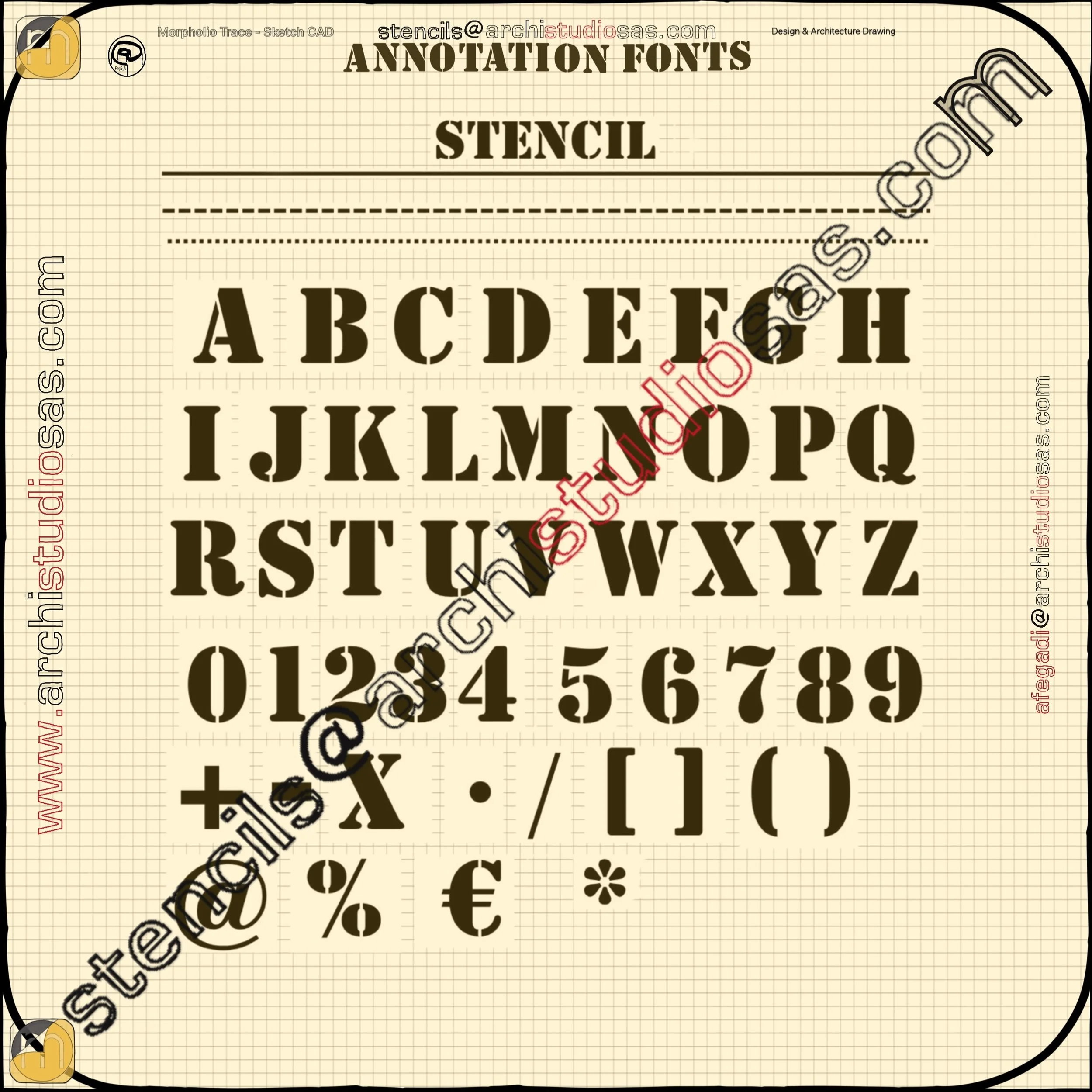 Annotation Fonts Stencils... 
Need quick same font letter types in your work? Keep it similar and organized meanwhile you keep sketching!

Let the sketch talk and the fonts show!&hellip;

Need the Layers, vector file? The native editable morpholio to