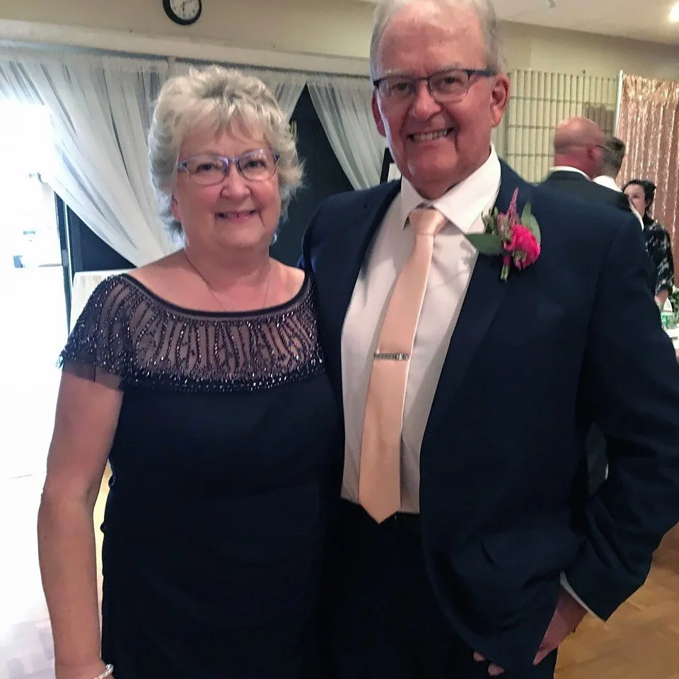 50 year kidney recipient Larry and his wife Bev dressed up for a wedding