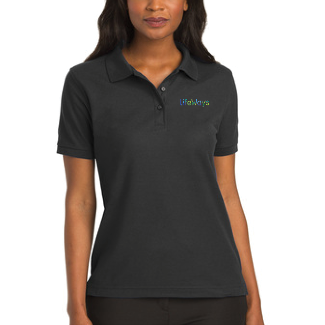 ladies black polo top