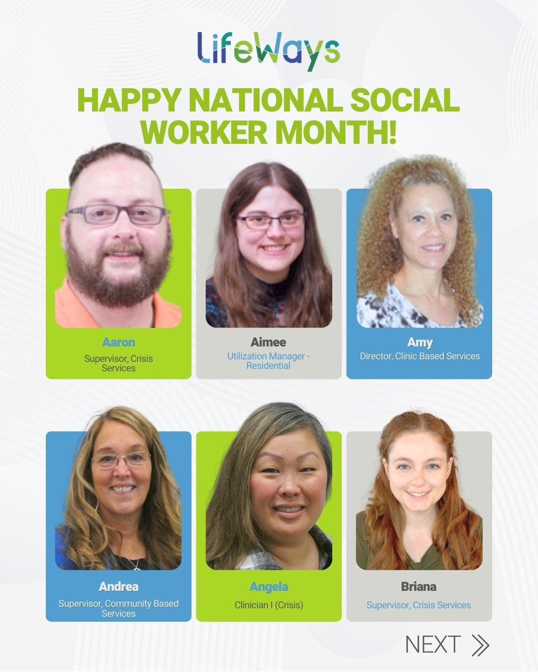 HAPPY NATIONAL SOCIAL WORKER MONTH!
Happy National Social Worker Month! LifeWays would like to recognize LifeWays dedicated social workers, thank you for all that you do!