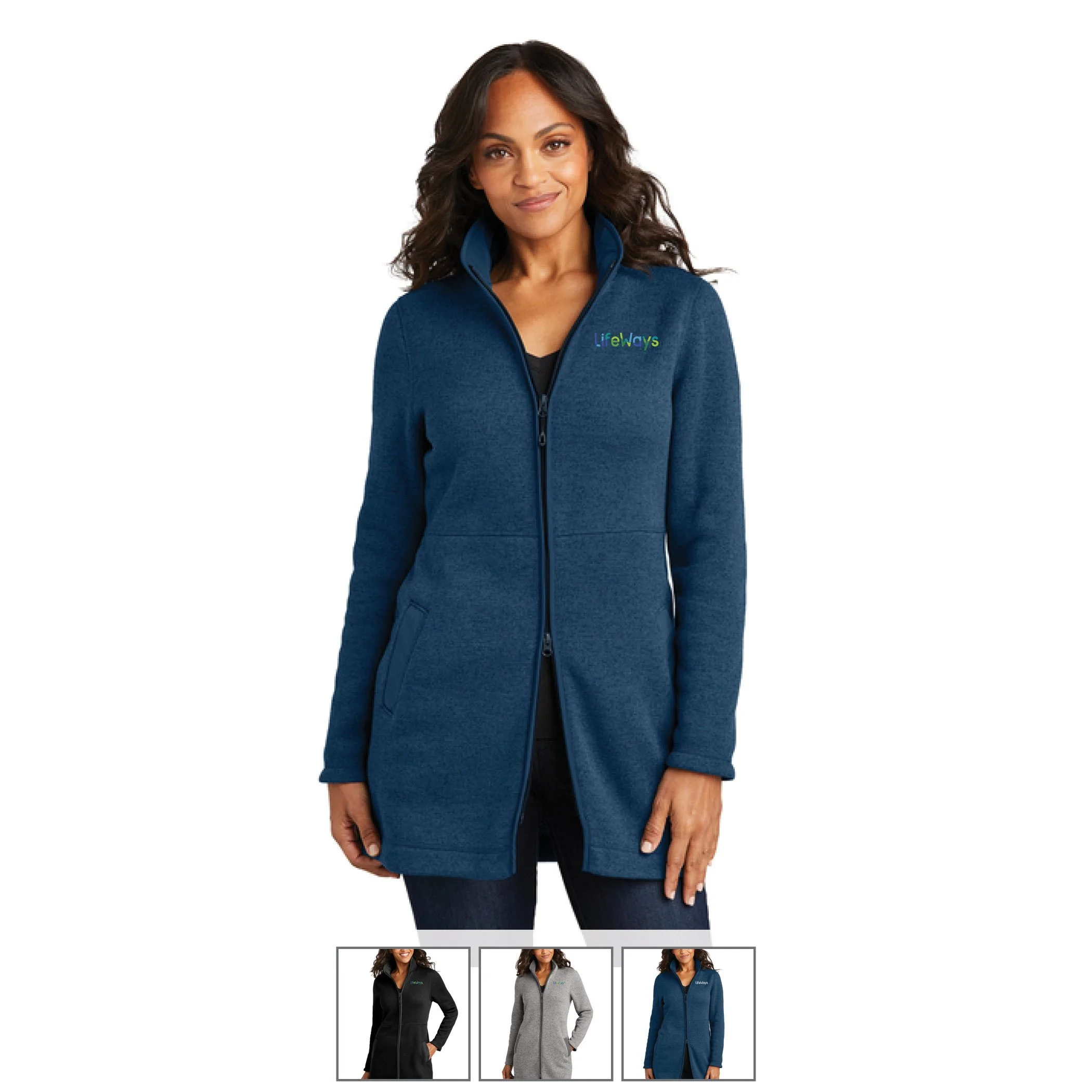 NEW! Port Authority® Women's Arc Sweater Fleece Long Jacket, L425
