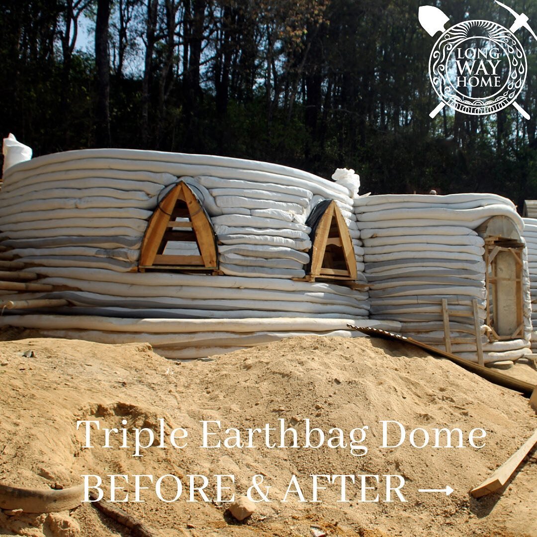 Time travel with the Triple Earthbag Dome! How long do you think it took us to build all this? Tell us in comments ⚒ 
#beforeandafter #beforeandafterpics #greenbuilding #ngo #ecoconstruction #hardwork #volunteering #satysfying