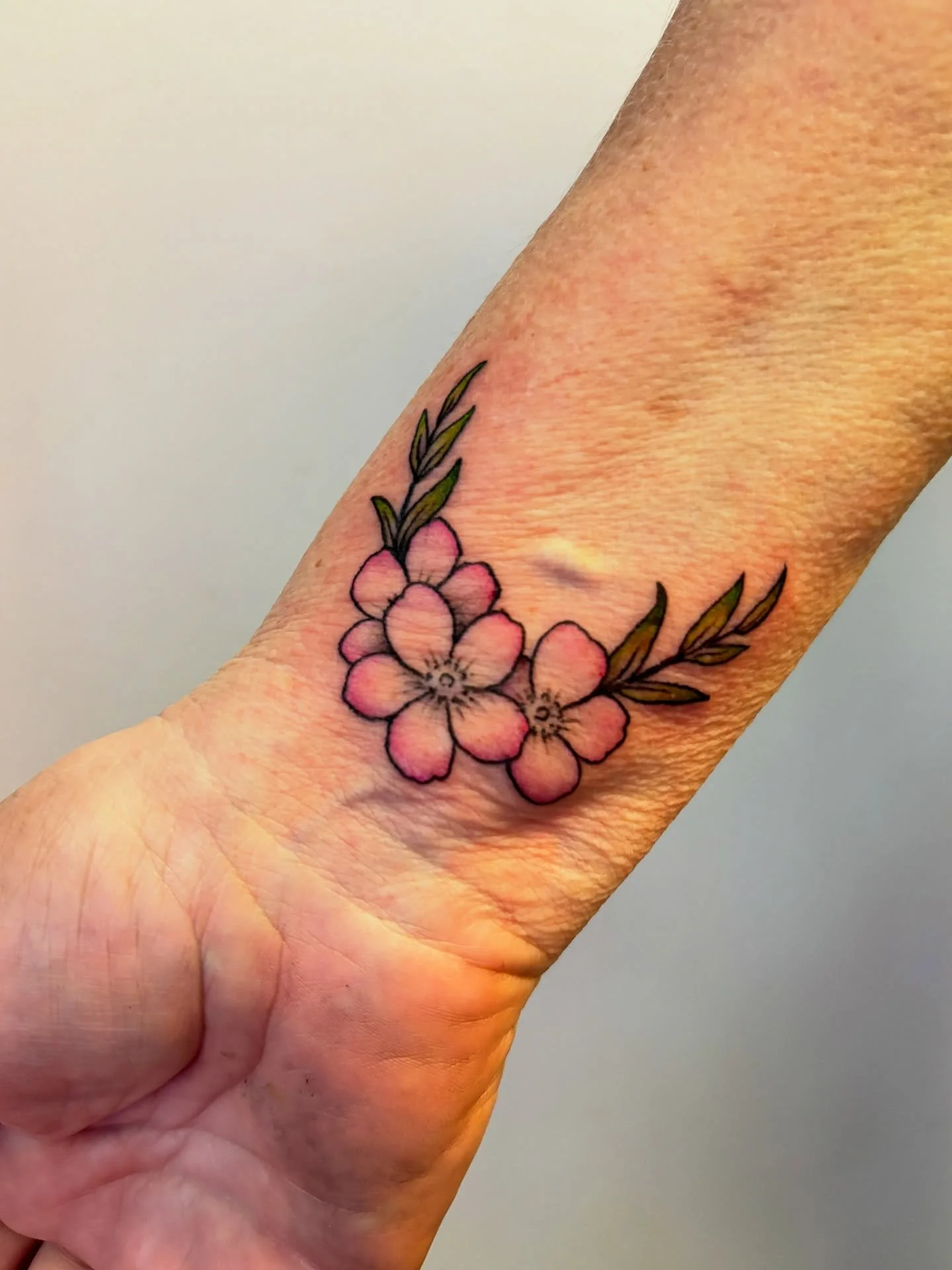 first tattoo for tammy 🌸 loved adding a lil color to this one (: thanks for the trust with this, you sat like a champ &amp; it was great having you in!