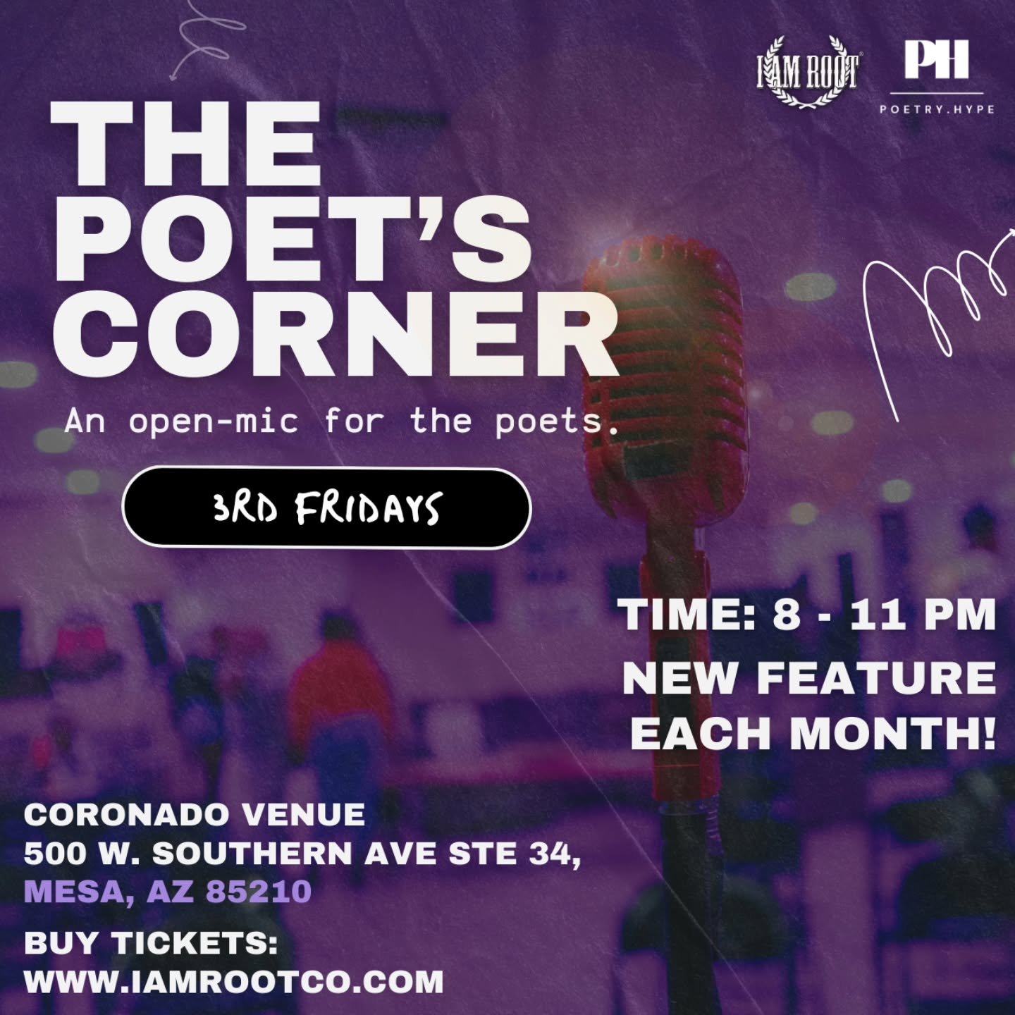 Calling ALL POETS 📣

Tonight at @coronadovenue 
Featuring @robia_fields &amp; @travelsong2025
#openmic #azpoetry