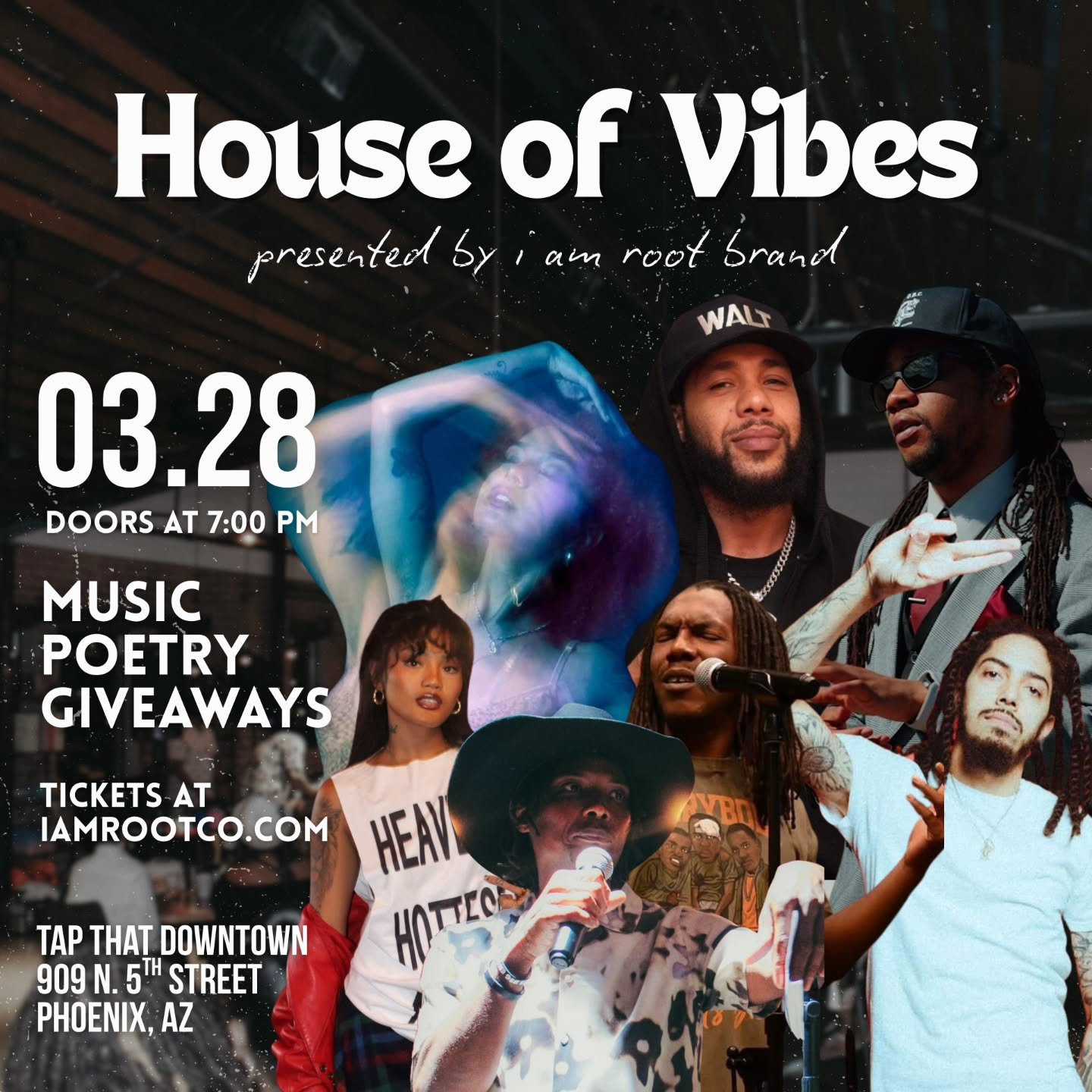 House of Vibes is back at @tapthatdowntown on Saturday, March 28th ✨️

🍻 Live Music, Performances, and Art. 
📅 Doors open at 7pm
🐦 Early Bird Tickets are Live

🎤 Featuring @pkthapoet @mililanianela @xiamaramusic @idee602 @otwroot

🎙 Hosted by @l