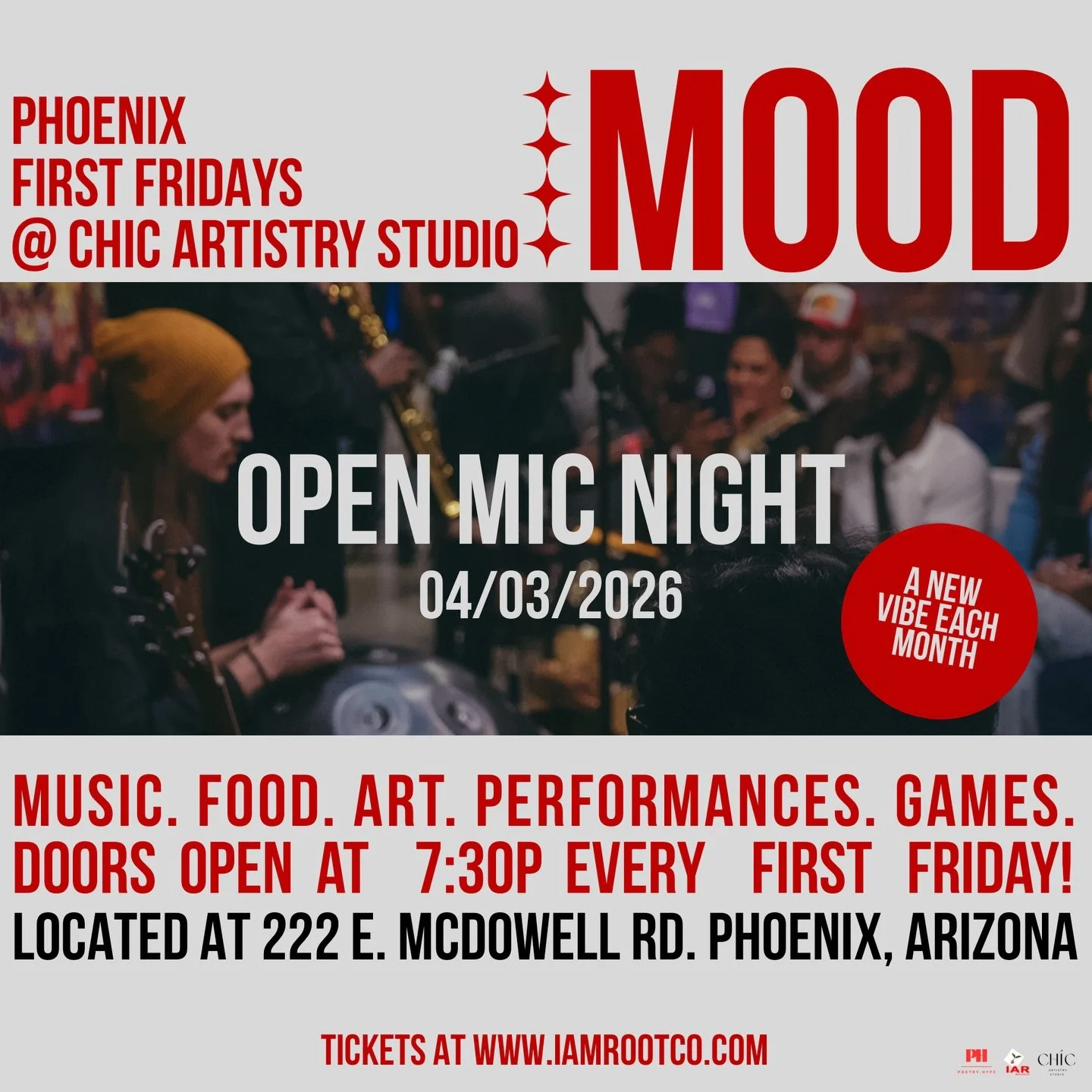MOOD First Fridays at @chicartistrystudio 

Open Mic Night is back and we are looking for performers to come out and show us their work. DM us to lock in your spot early.

Share this with an artist you love or tag them in the comments ⬇️