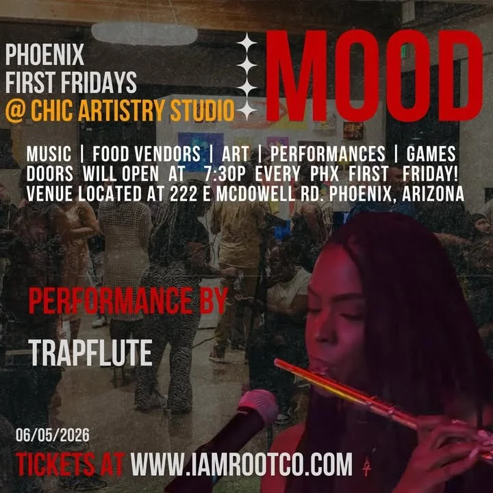 She&rsquo;s back!! @trapflute will be pulling up to the First Friday Open Mic @chicartistrystudio 

Get your tickets online or at the door!
🎟 @iamrootbrand
