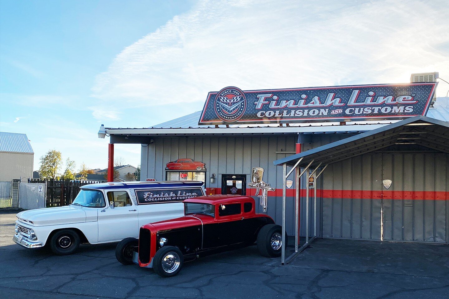 Finish Line Collision and Customs is a third generation, locally owned business specializing in; collision repair, custom body mods, motorcycle repair, and custom painting. 

Call for a free estimate!
(530) 223-2720