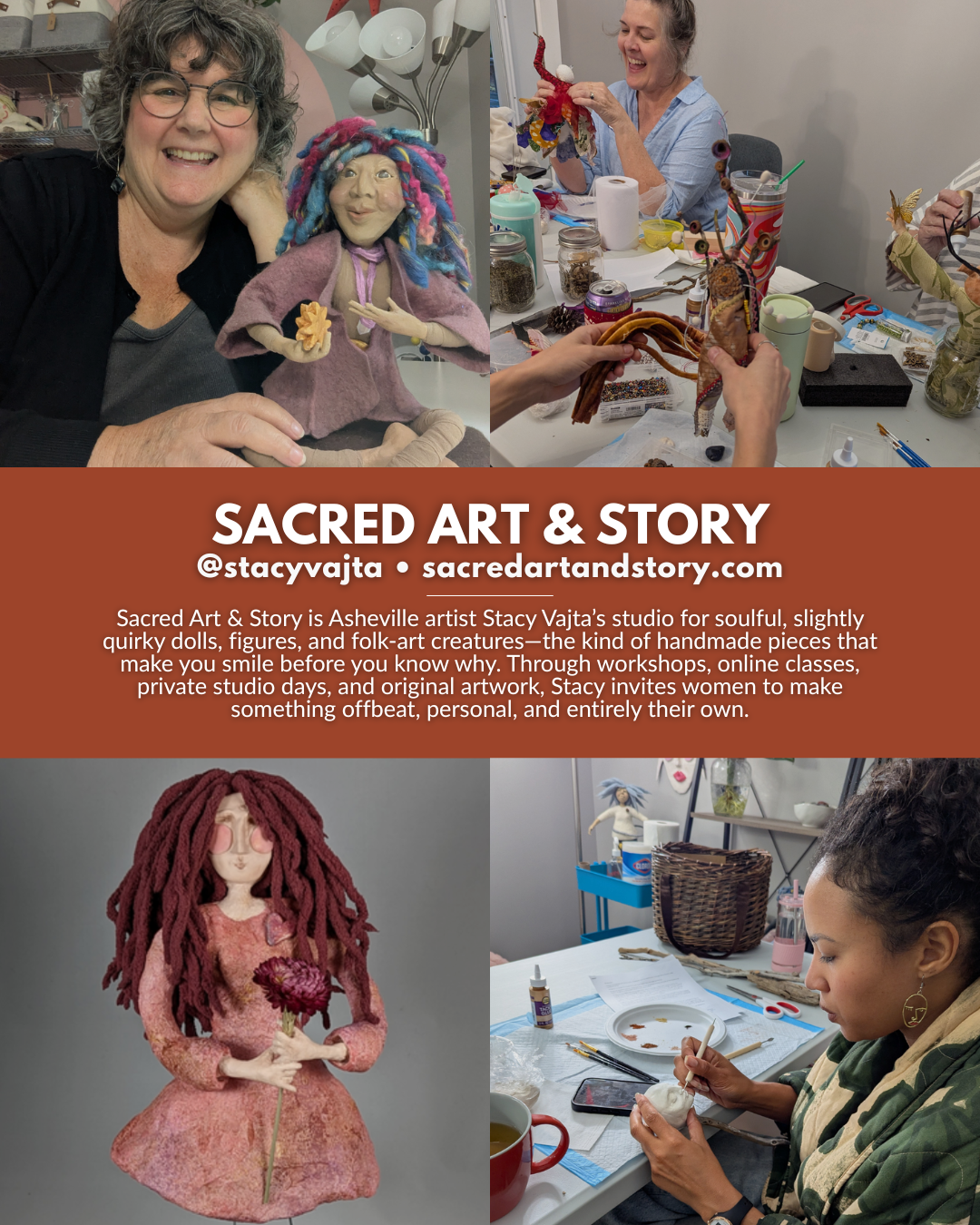 Sacred Art & Story by Asheville artist Stacy Vajta, featuring handmade folk-art dolls, original artwork, and creative art workshops and classes in Asheville, NC.