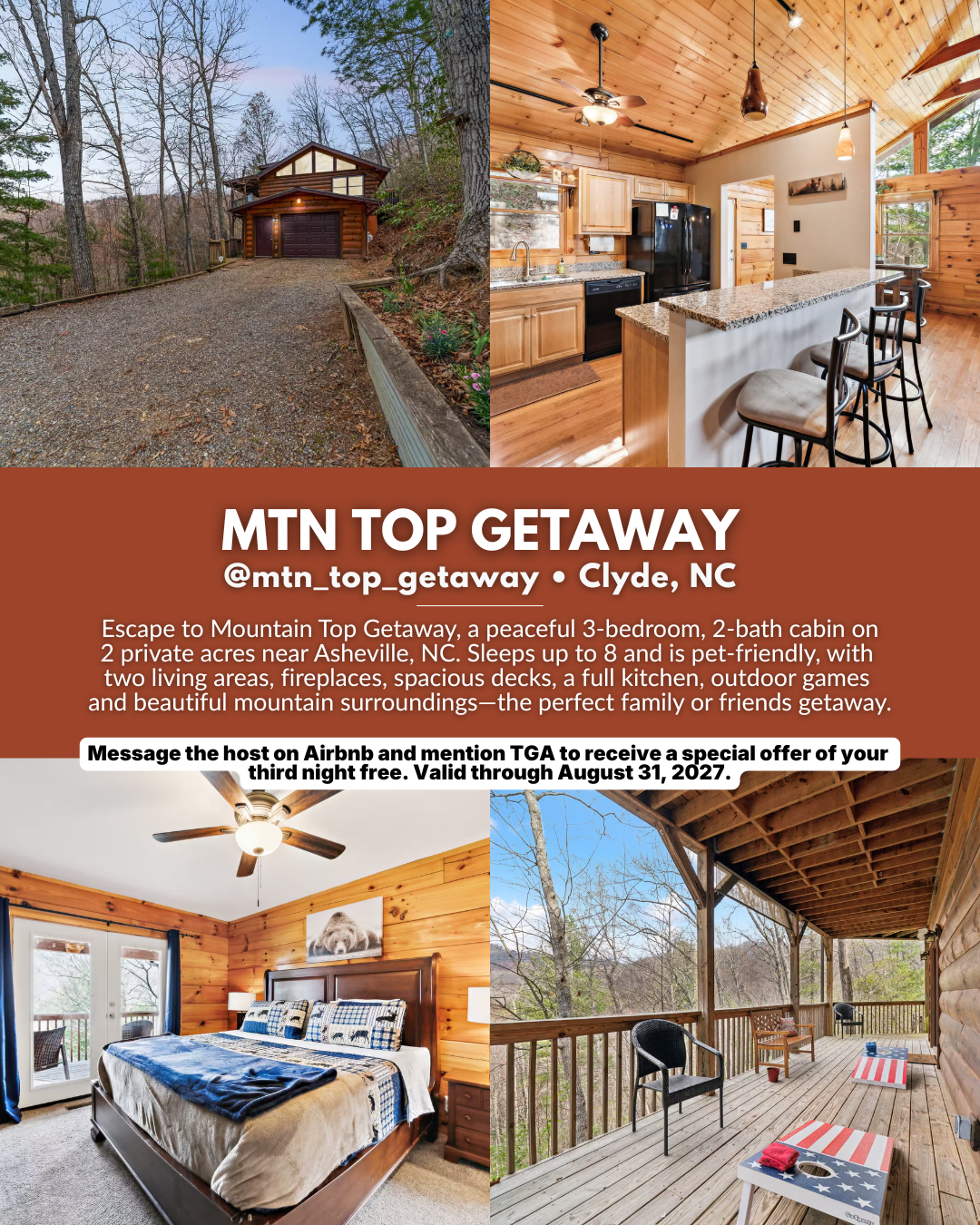 Mountain Top Getaway cabin on a private wooded property in Clyde, North Carolina near Asheville