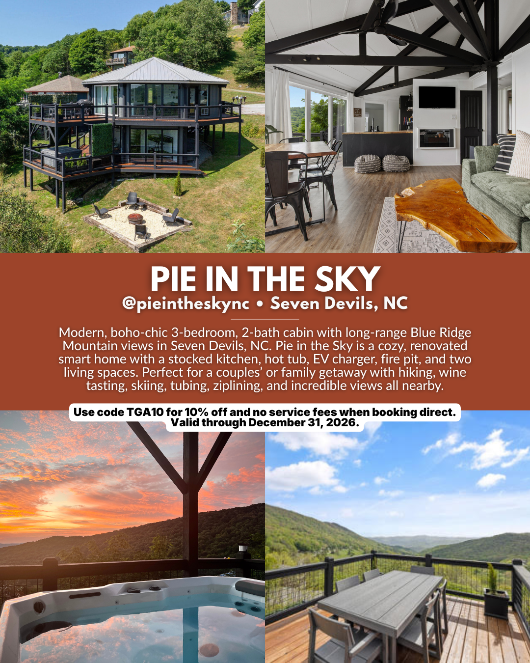 Pie in the Sky mountain vacation rental with panoramic views in the North Carolina High Country