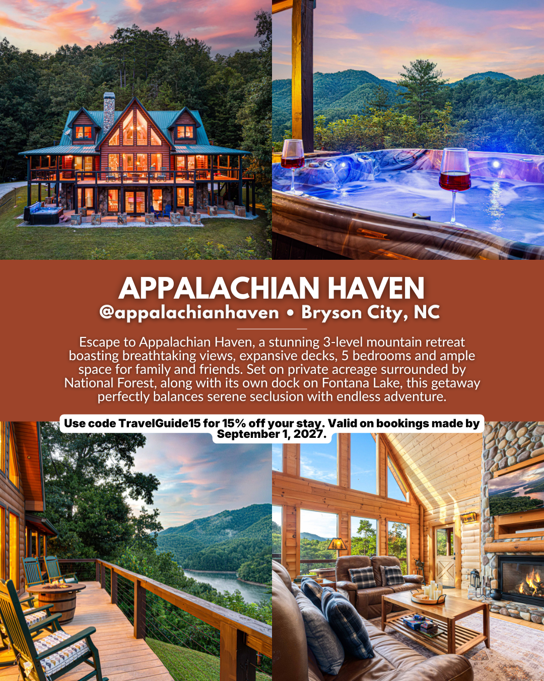 Appalachian Haven mountain retreat with Fontana Lake and Smoky Mountain views near Bryson City, North Carolina