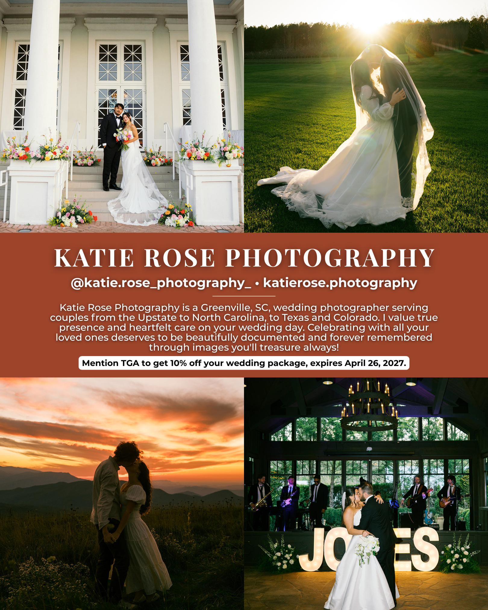 Katie Rose Photography, a wedding photographer serving Asheville, North Carolina and the Blue Ridge Mountains, specializing in heartfelt wedding photography and destination celebrations.