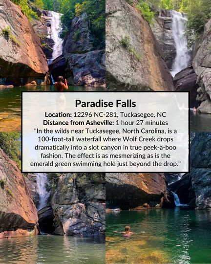 Paradise Falls, Hiking route in North Carolina