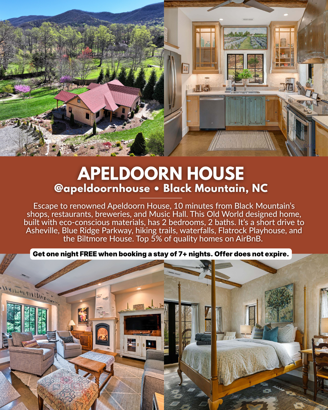 Apeldoorn House mountain retreat with landscaped gardens near Black Mountain, North Carolina
