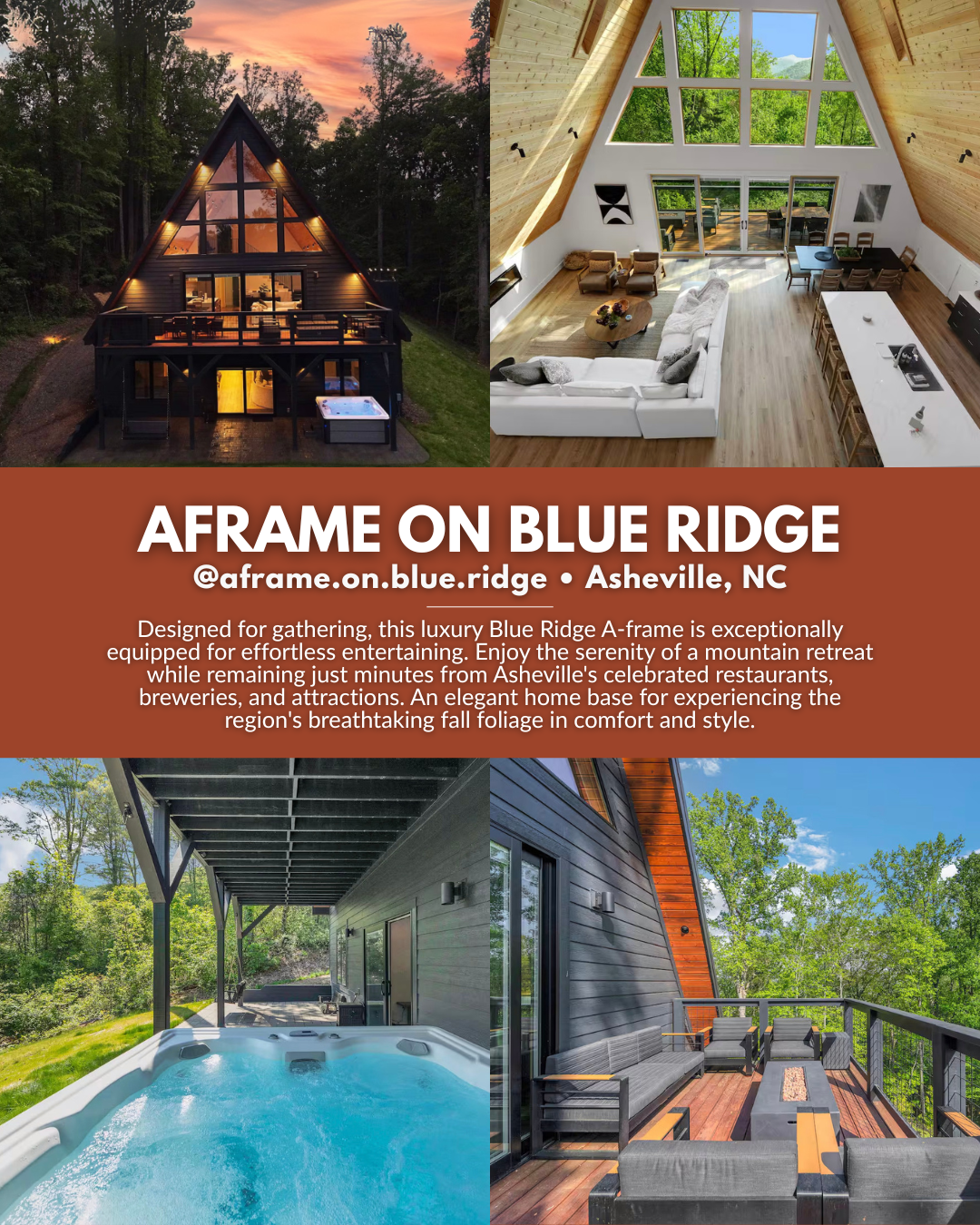 Luxury A-frame mountain vacation rental near Asheville and the Blue Ridge Parkway in North Carolina