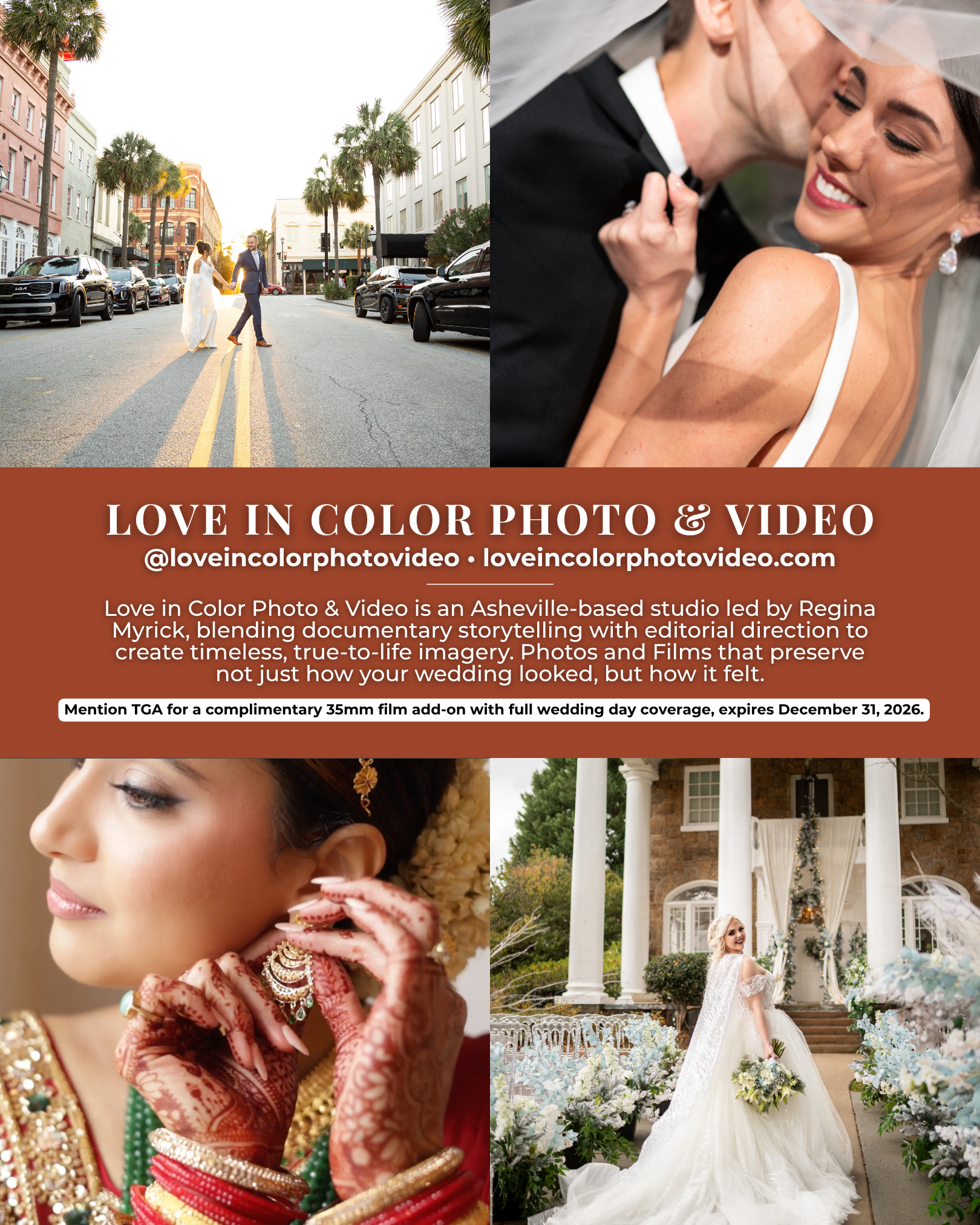 Love in Color Photo & Video, an Asheville wedding photographer and videographer featured in Travel Guides Asheville’s Best Wedding Photographers in and around Asheville guide.